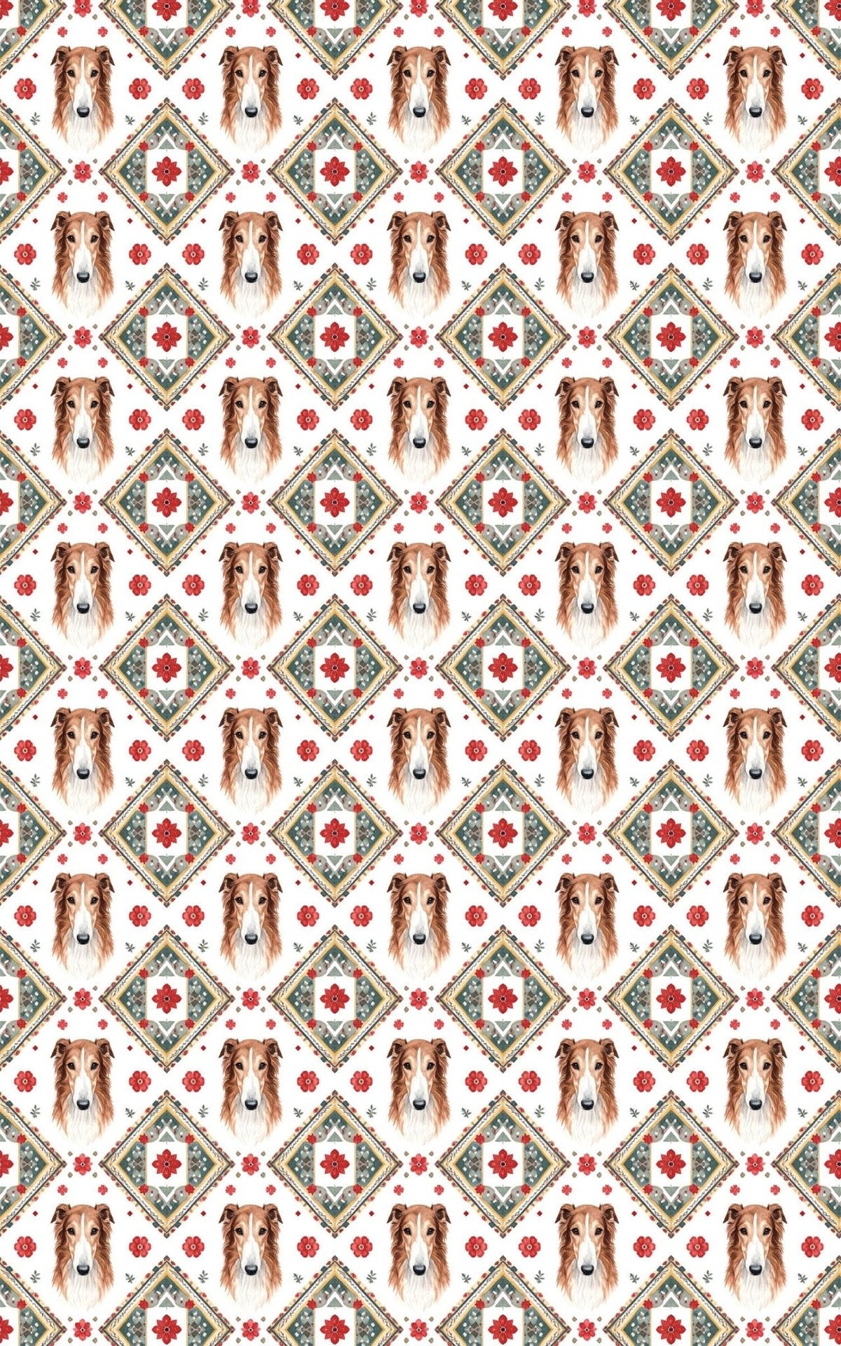 Russian Embroidery Borzoi Wrapping Paper