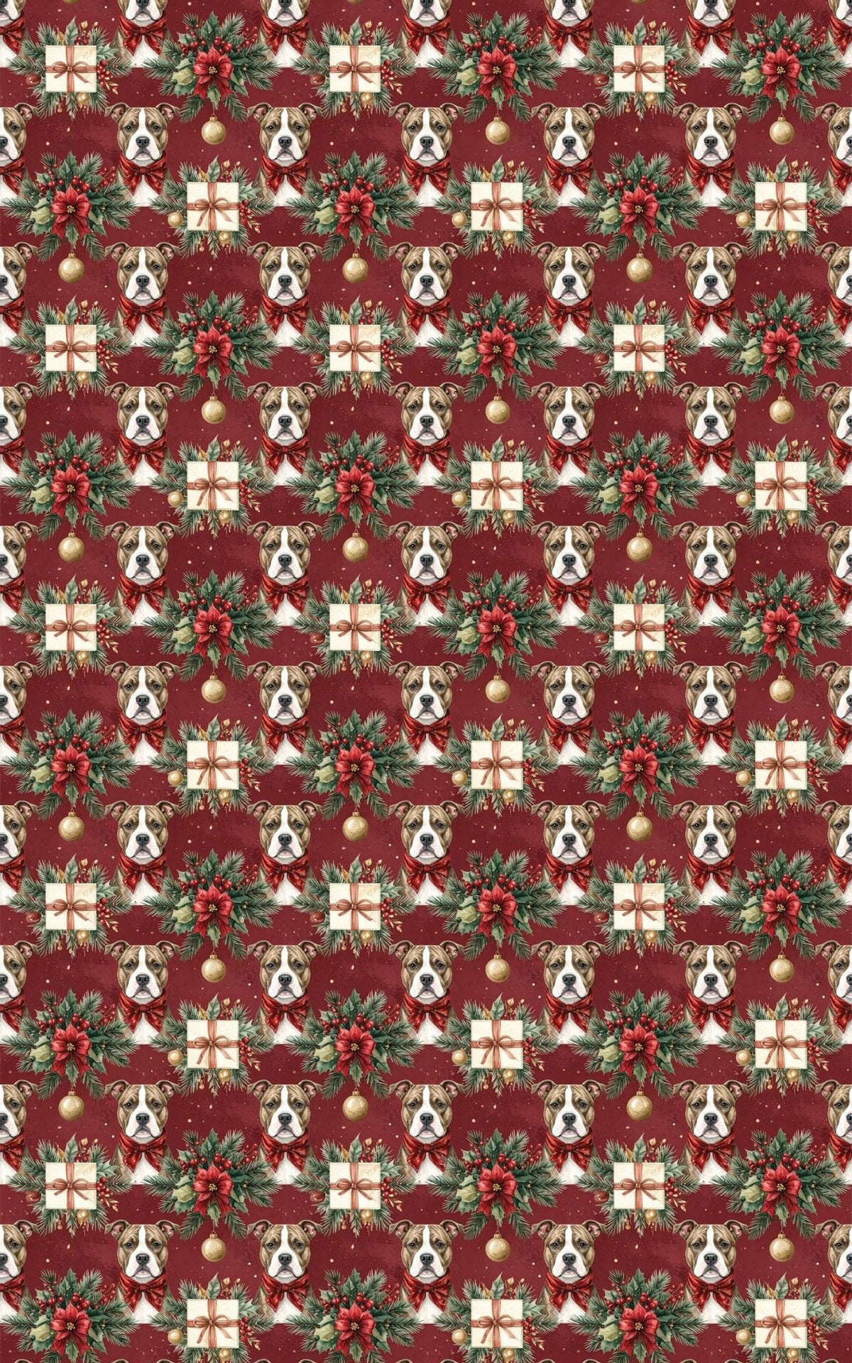 Traditional Christmas Staffies Wrapping Paper