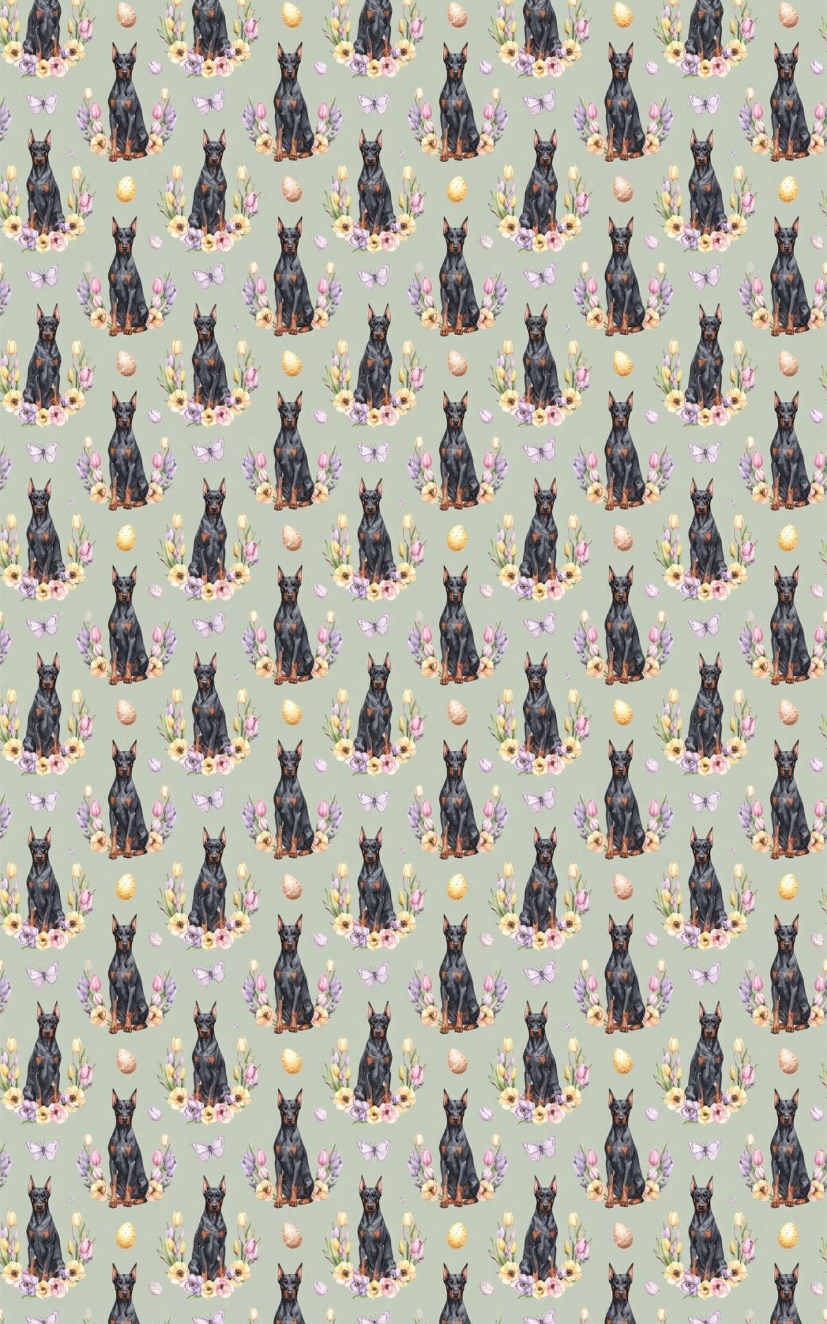 Easter Blooms Doberman Wrapping Paper