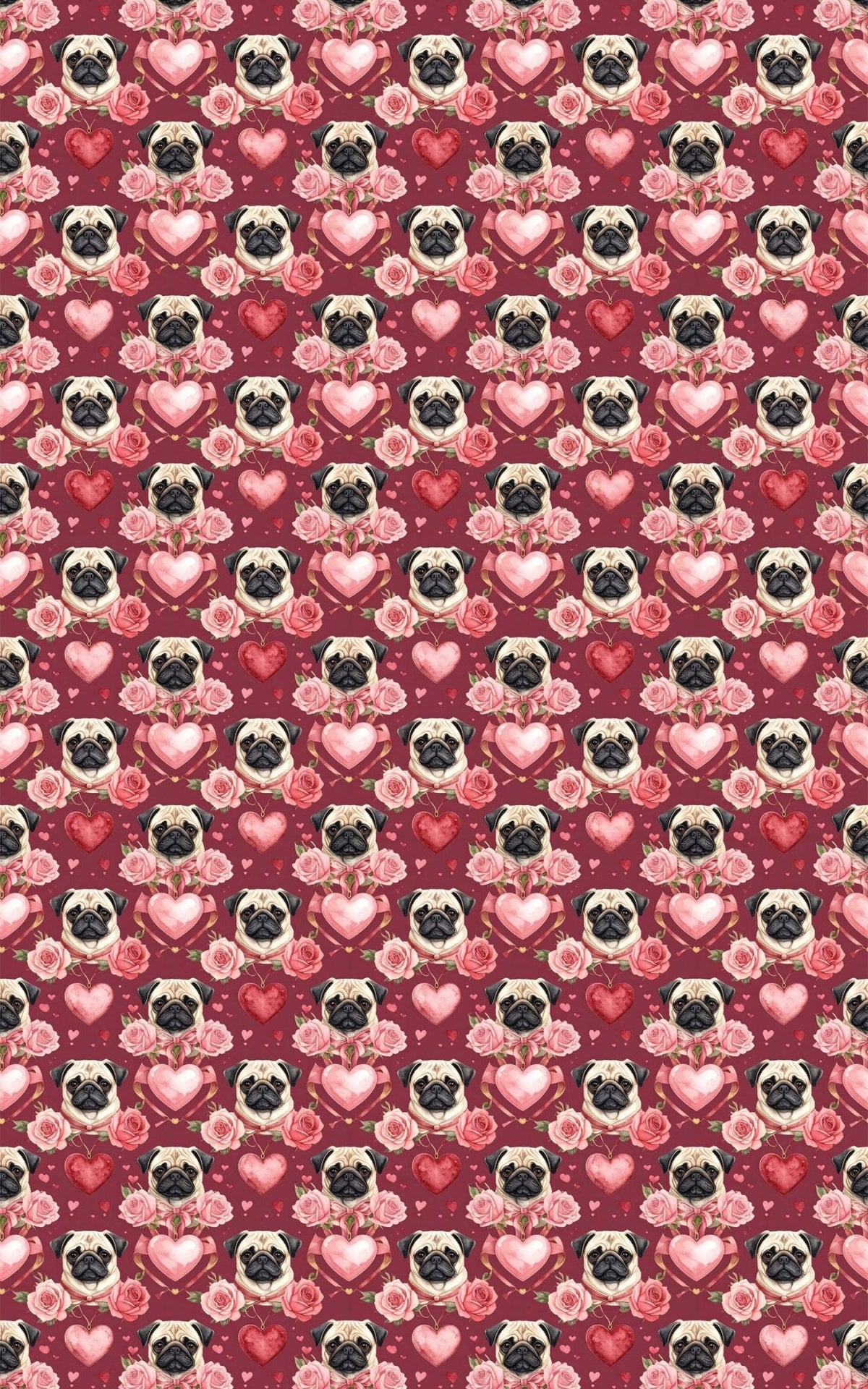 Valentine’s Pug Sweethearts Wrapping Paper