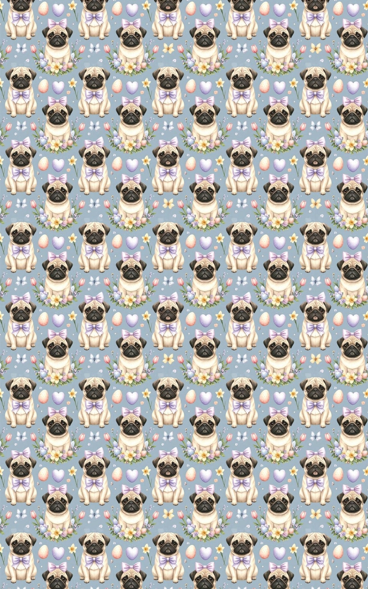 Pastel Easter Pugs Wrapping Paper