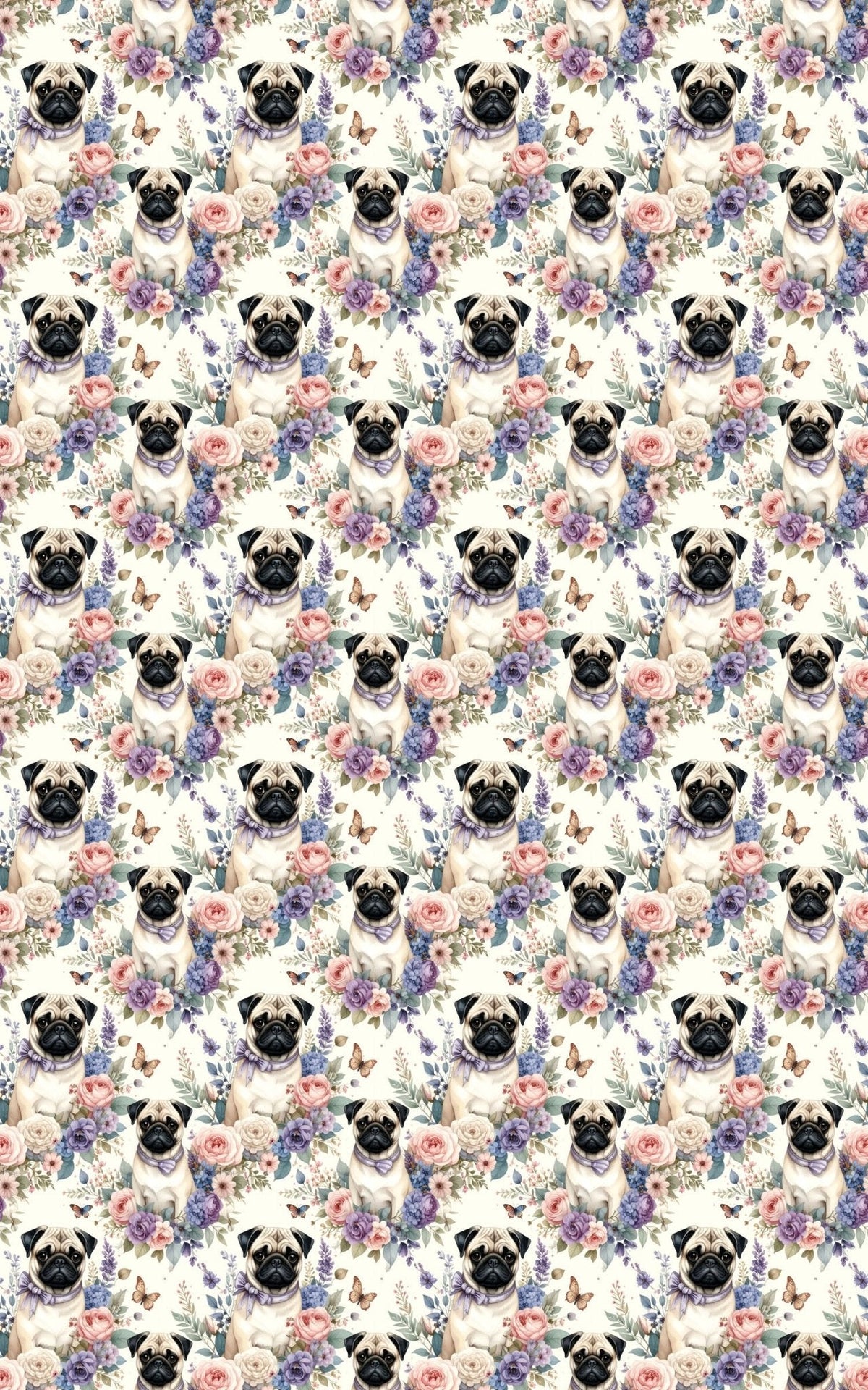 Mother’s Day Pug Bouquet Wrapping Paper