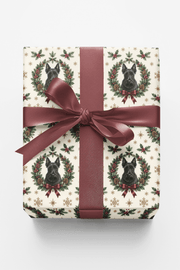 Festive Scottie Wreaths Wrapping Paper