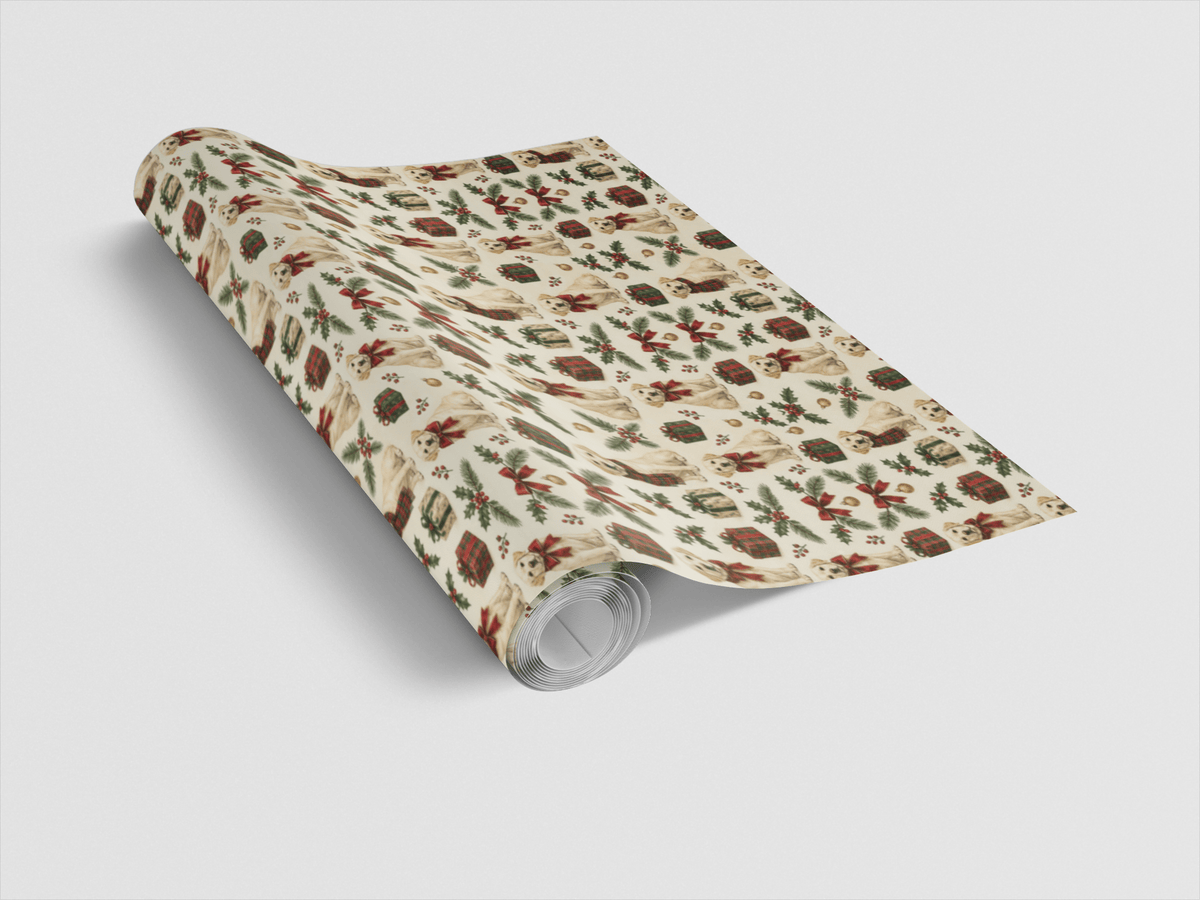 Christmas Cream-colored Lab Wrapping Paper