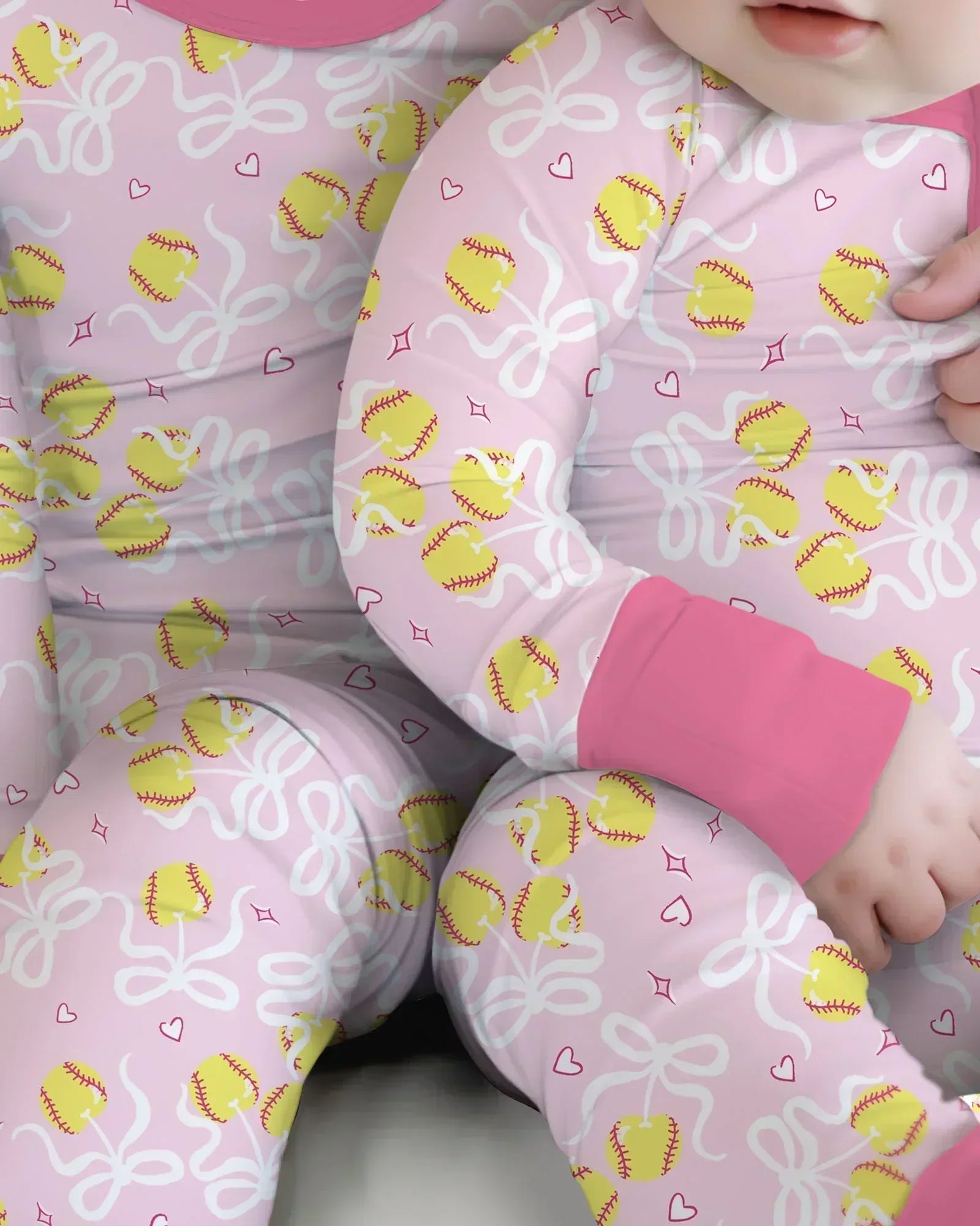 Softball Cherry Mom And Girl Matching Bamboo Convertible Zippy