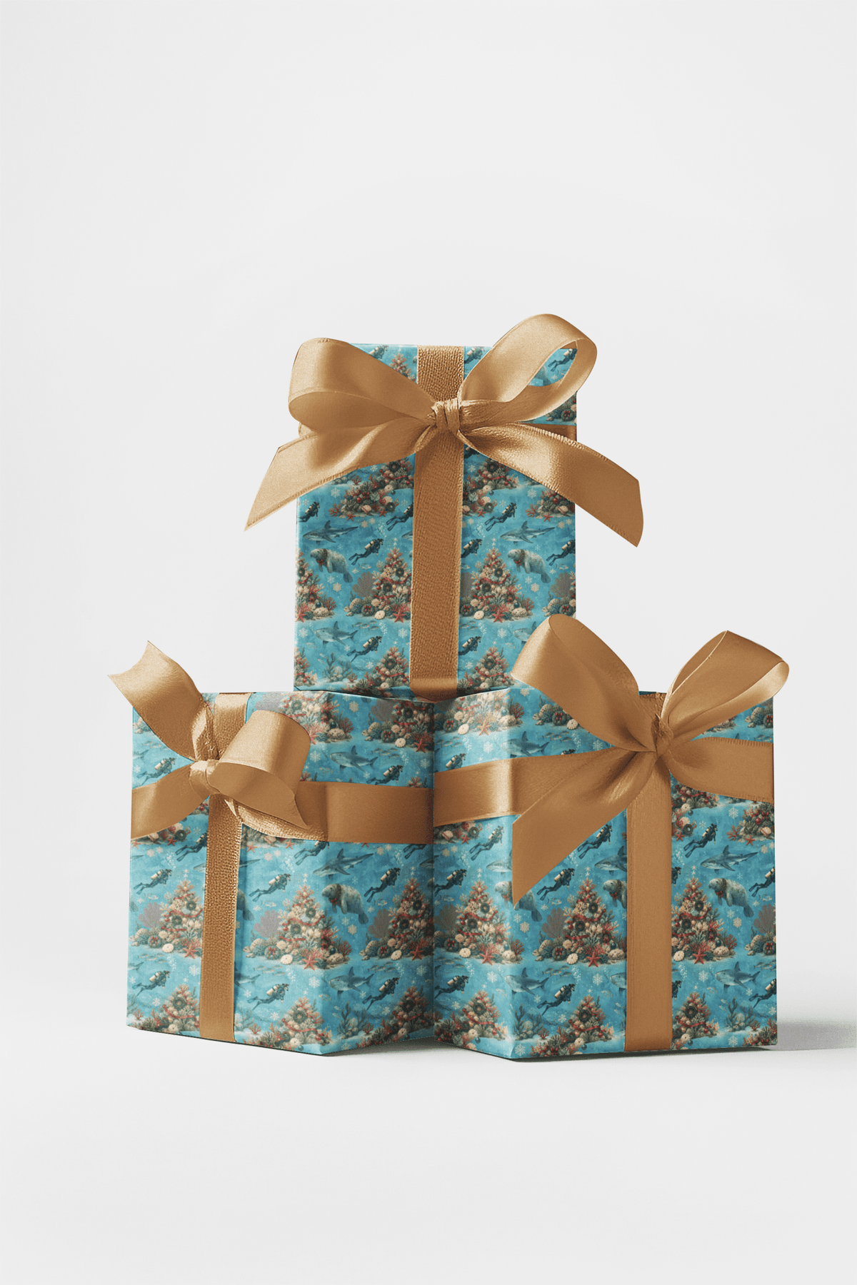 Christmas Reef Divers Wrapping Paper
