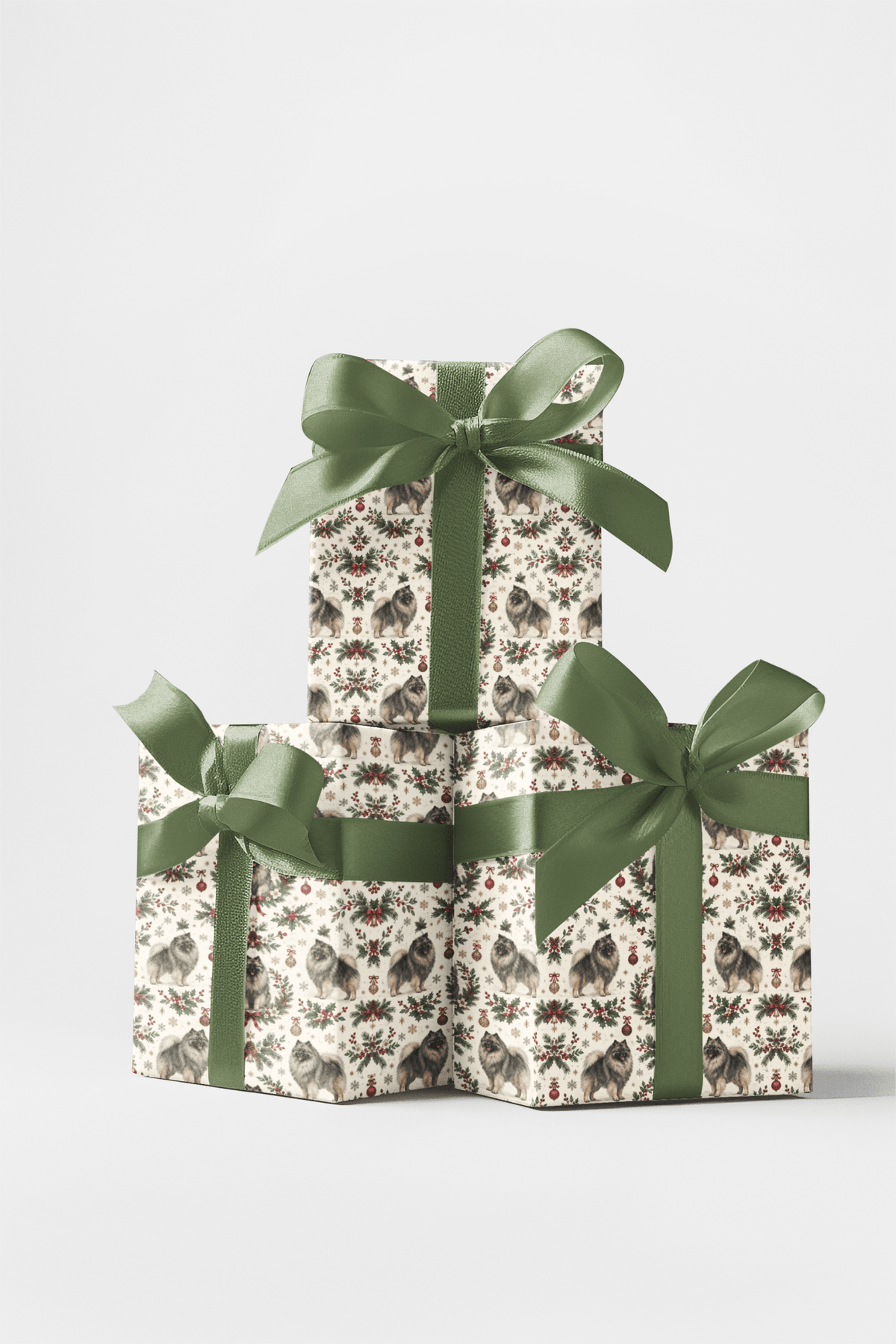 Winter Keeshond Christmas Garden Wrapping Paper