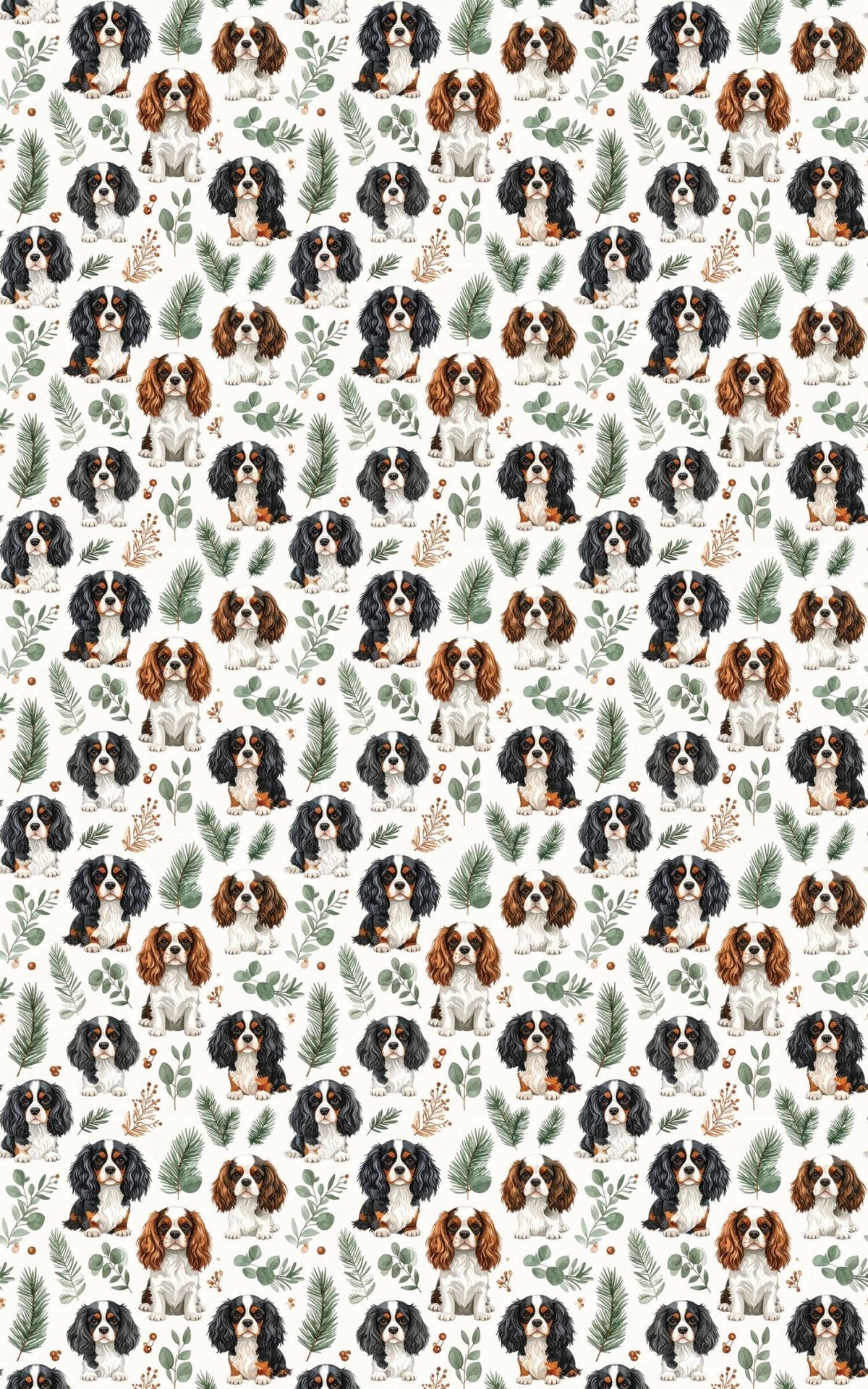 Classic Garden Spaniels Wrapping Paper