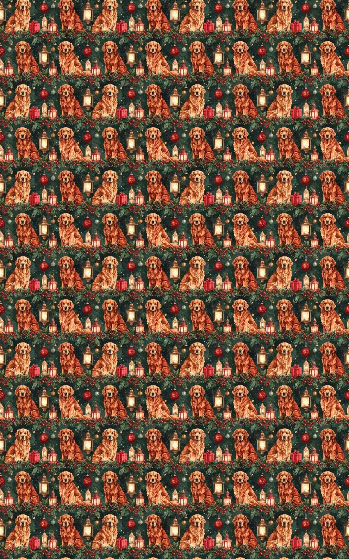 Cozy Fireplace Christmas Goldens Wrapping Paper