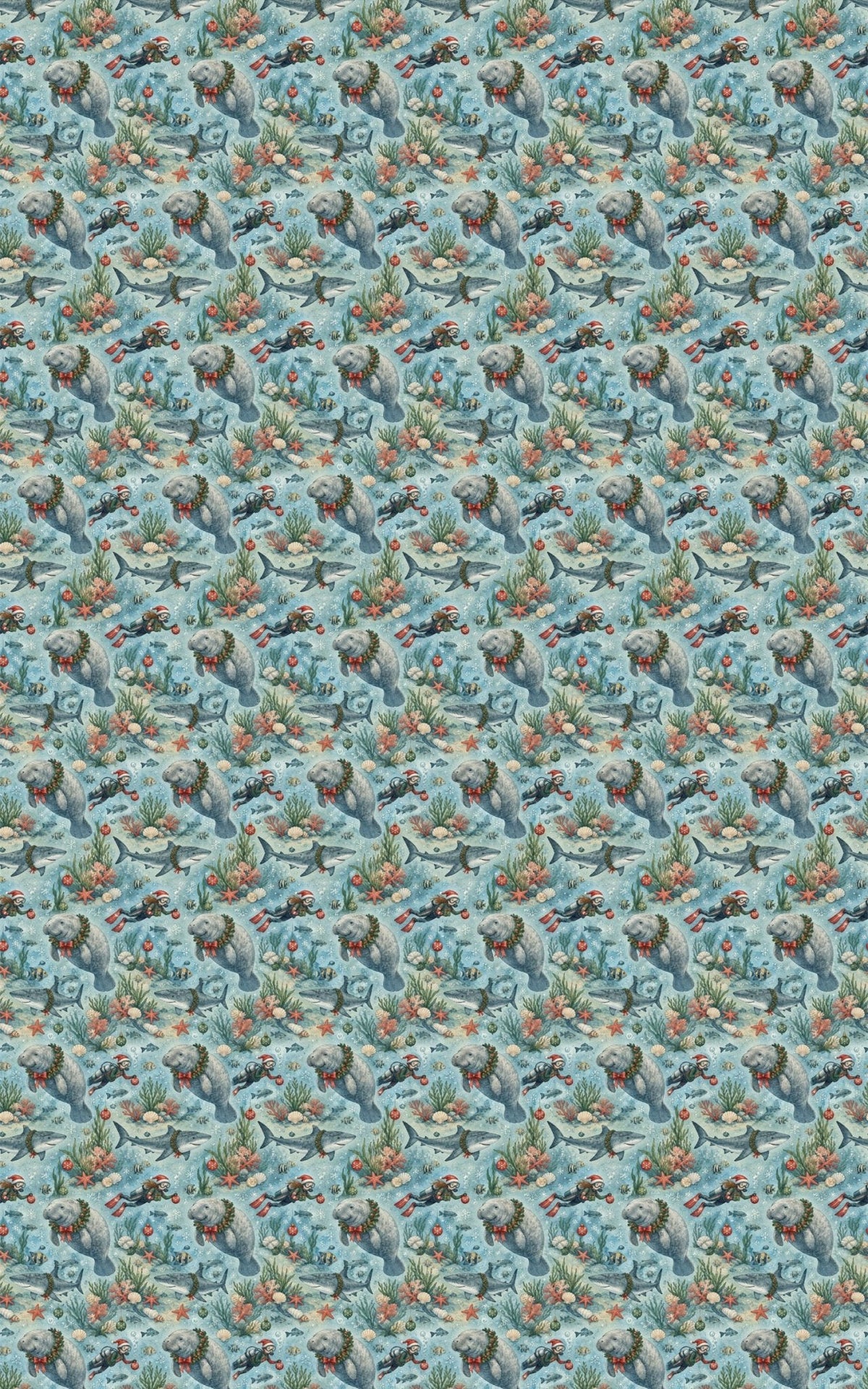 Manatee Christmas Wishes Wrapping Paper