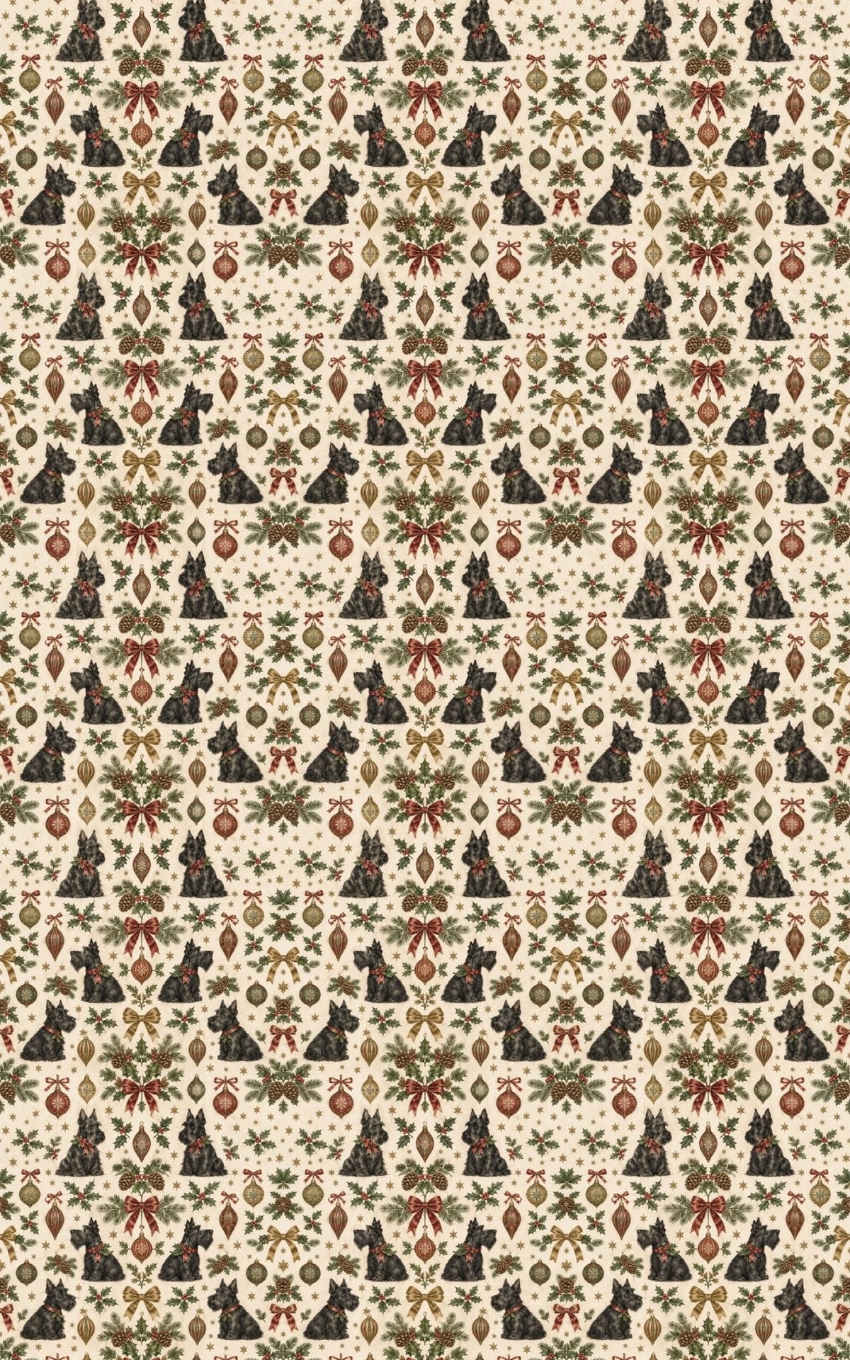 Vintage Christmas Scotties Wrapping Paper