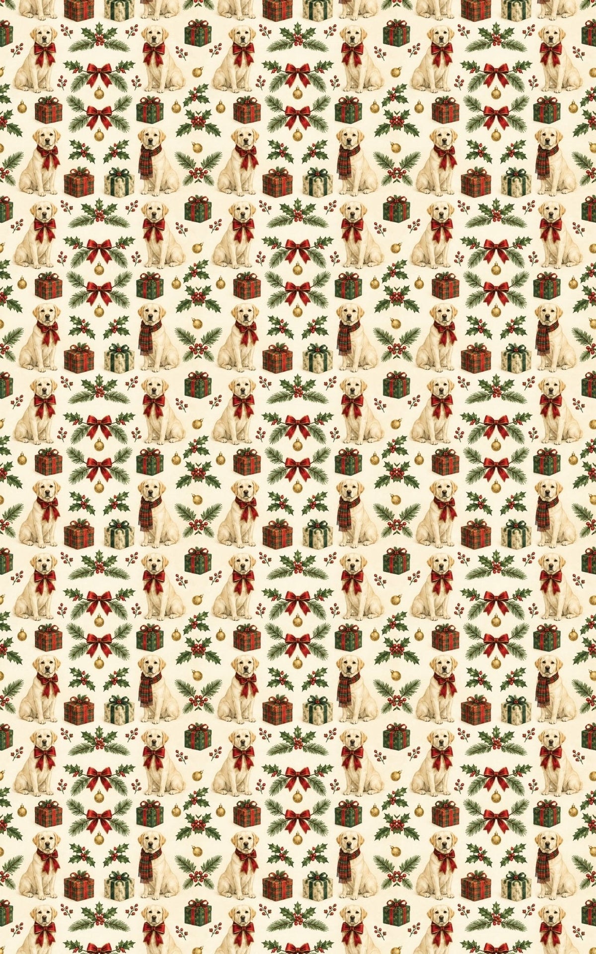 Christmas Cream-colored Lab Wrapping Paper