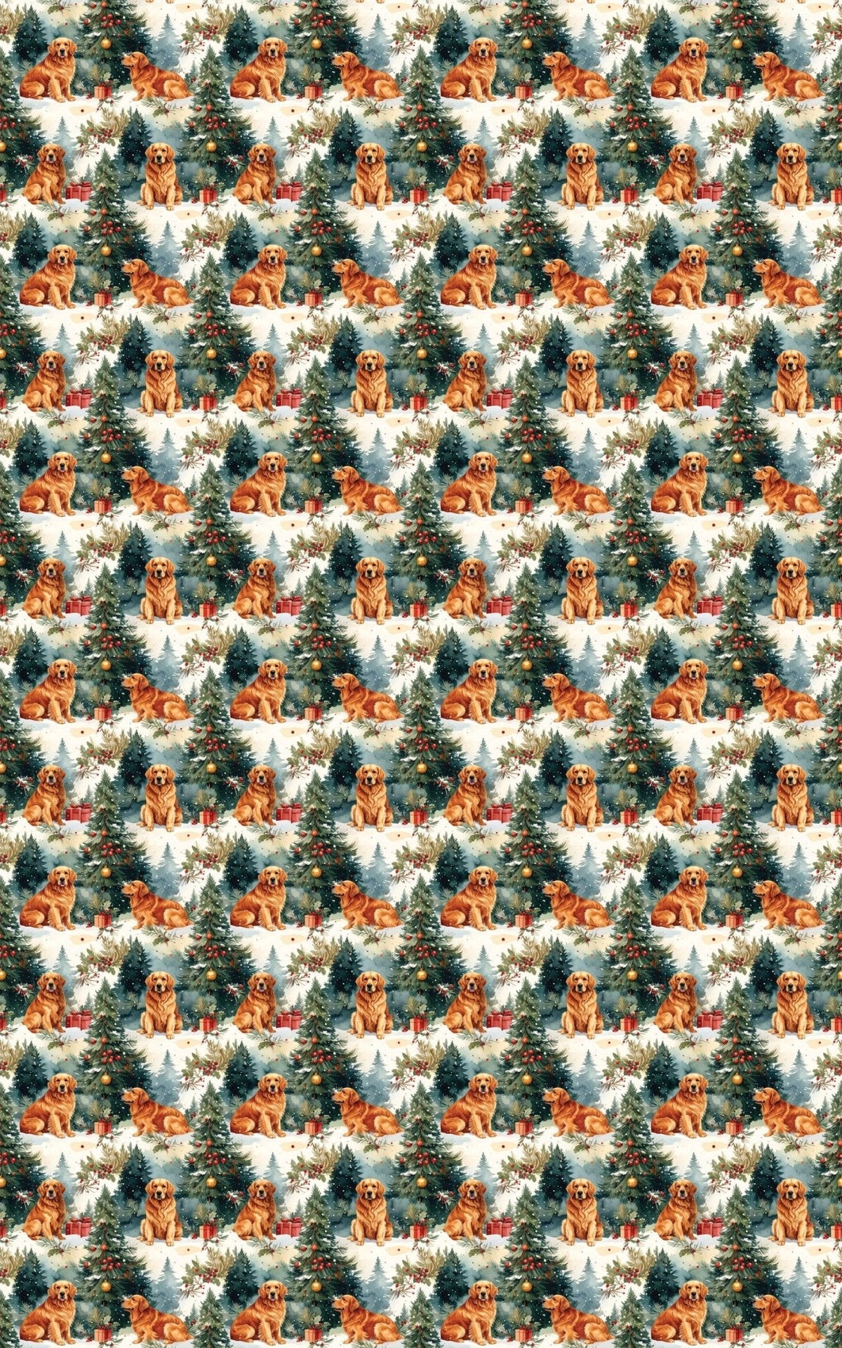 Snowy Christmas Golden Retrievers Wrapping Paper