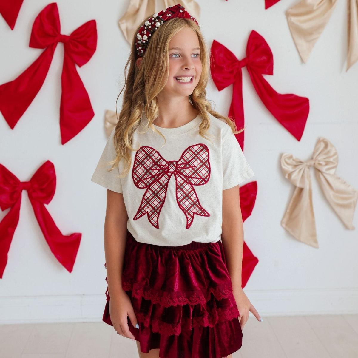 Ruby Red Velvet Tiered Christmas Skirt
