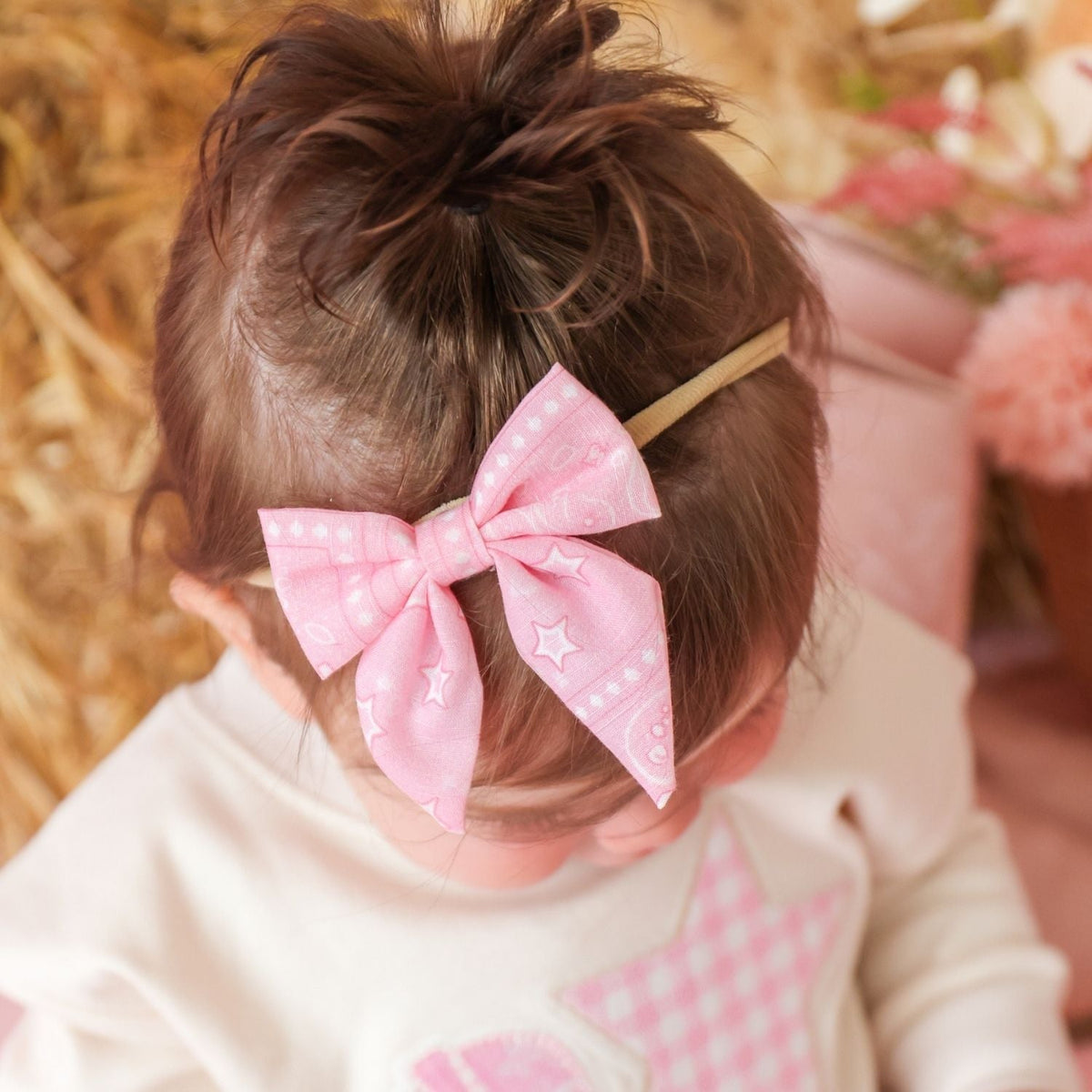 Pink Bandana Western Bow Baby Headband