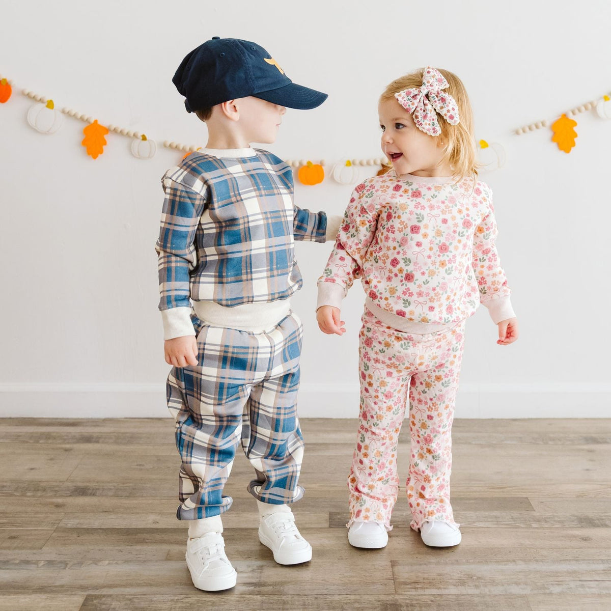 Navy Plaid Sweatshirt & Jogger Set