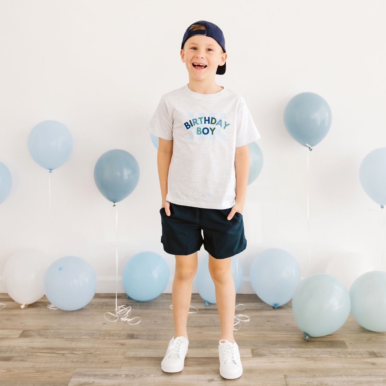 Birthday Boy Checker Short Sleeve T-shirt - Ash