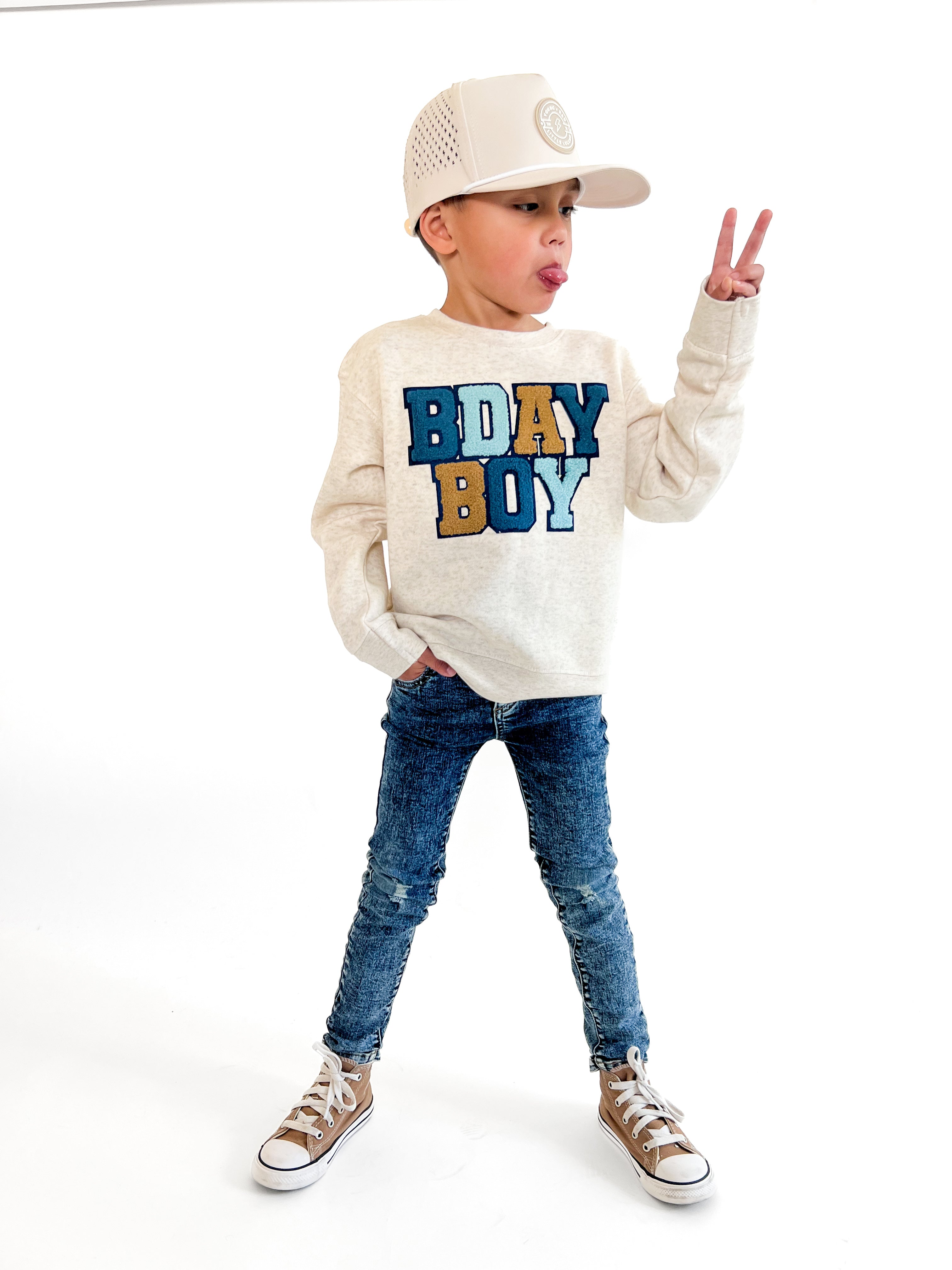 Birthday Boy Patch Sweatshirt - Natural