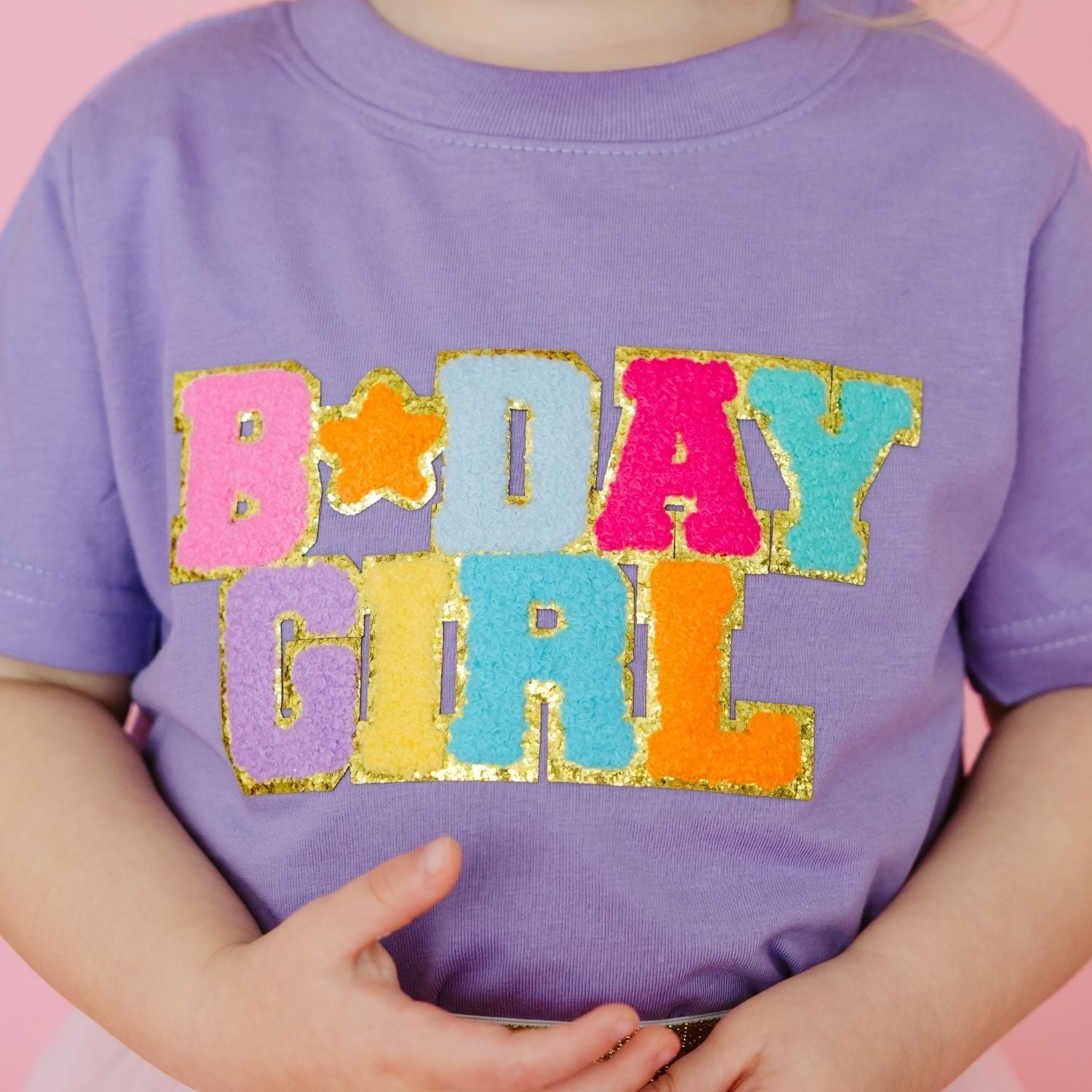 Birthday Girl Patch Short Sleeve T-shirt - Lavender