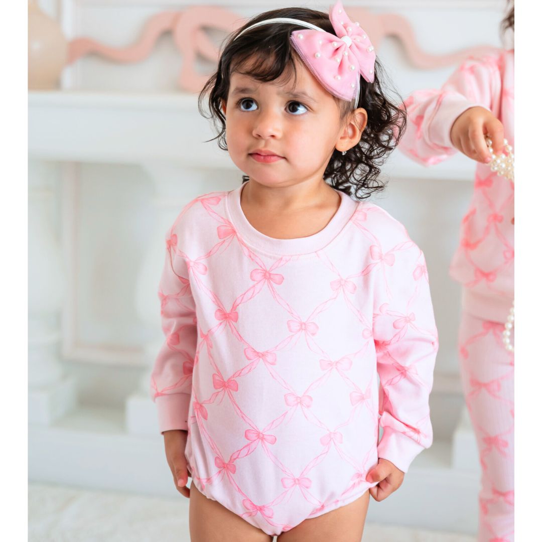 Bow Trellis Long Sleeve Romper