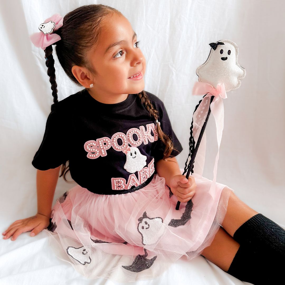 Spooky Babe Patch Halloween Short Sleeve T-shirt