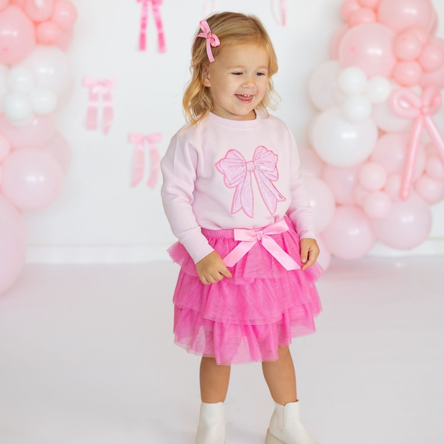 Raspberry Bow Tiered Tutu Skirt