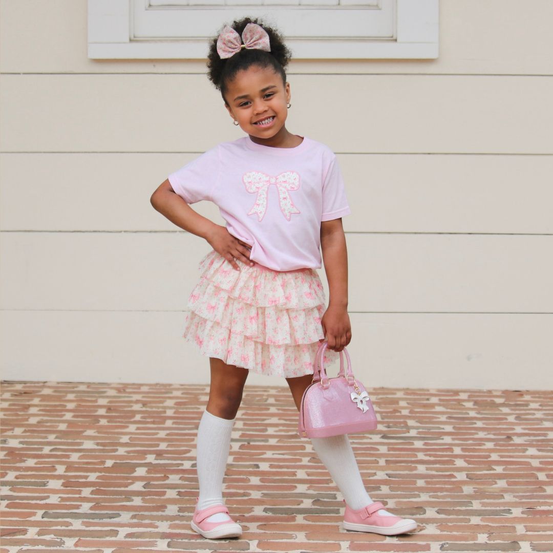 Ditsy Floral Bow Patch Short Sleeve T-shirt