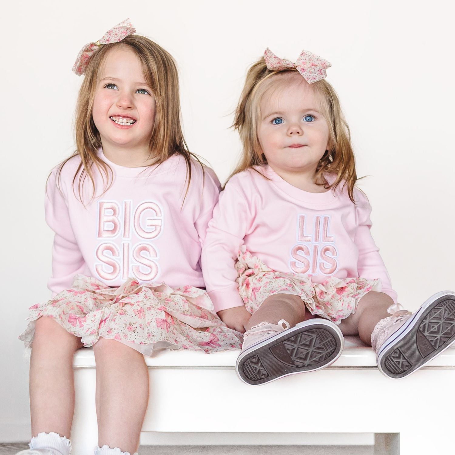 Lil Sis Embroidered Patch Long Sleeve Romper