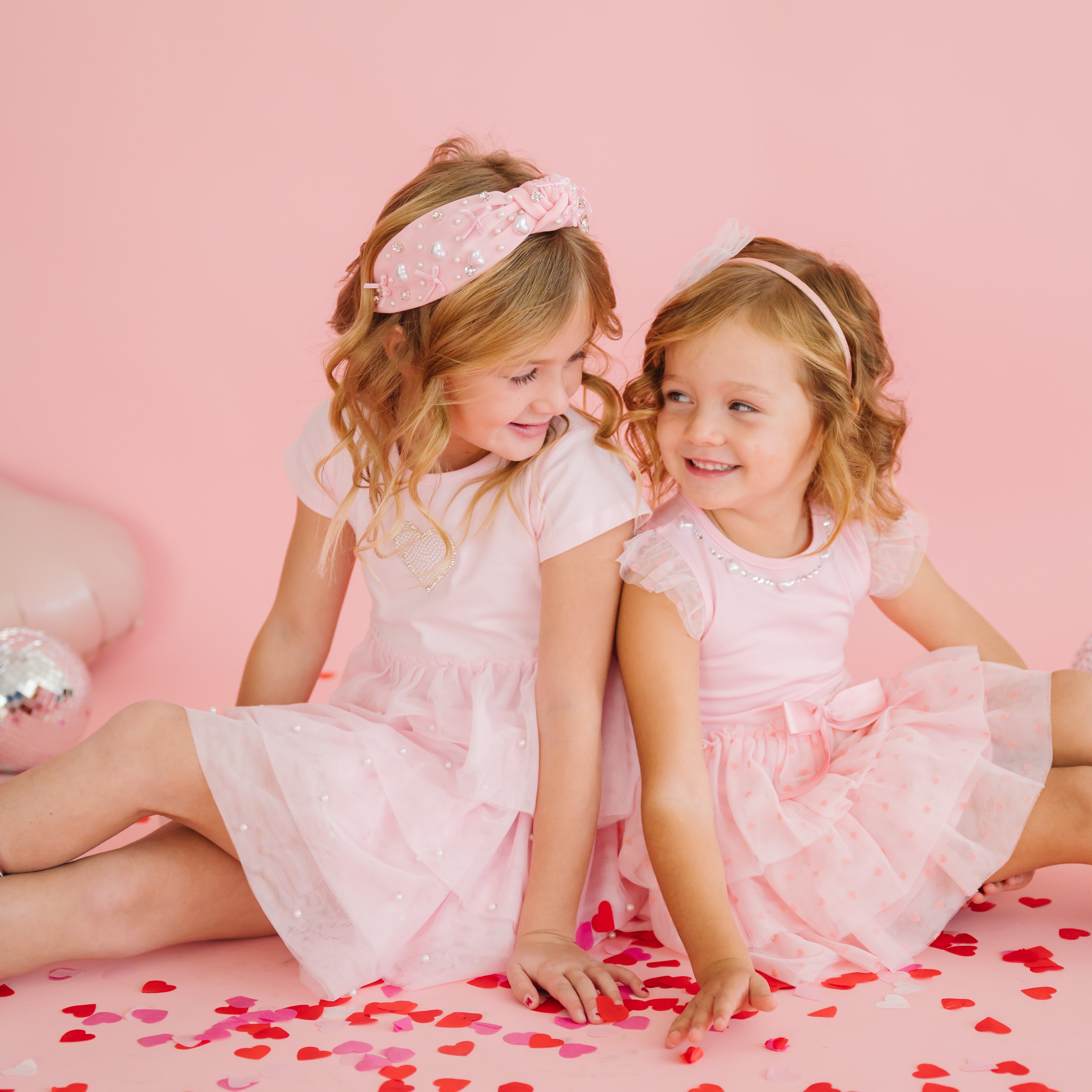 Pearl Heart Tiered Short Sleeve Tutu Dress