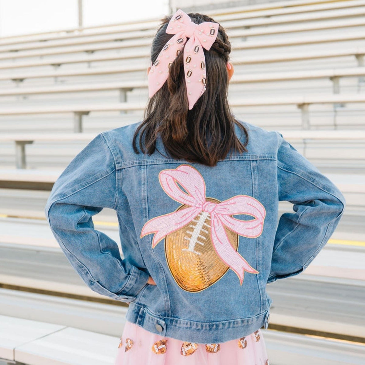 Football Pearl Bow Clip