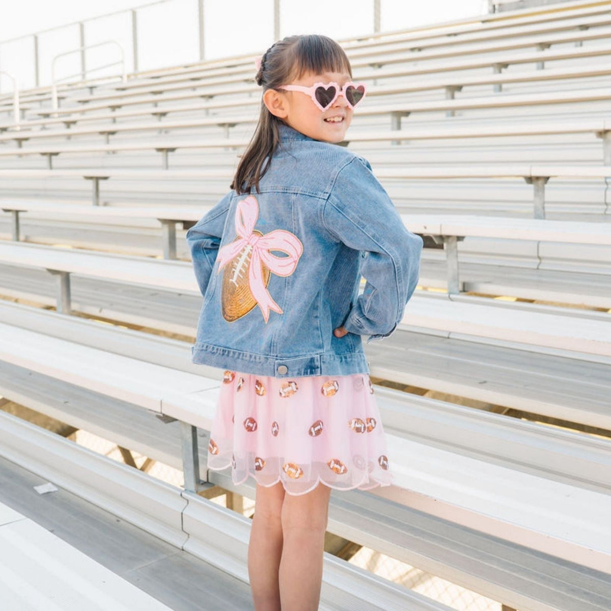 Football Sequin Patch Denim Jacket
