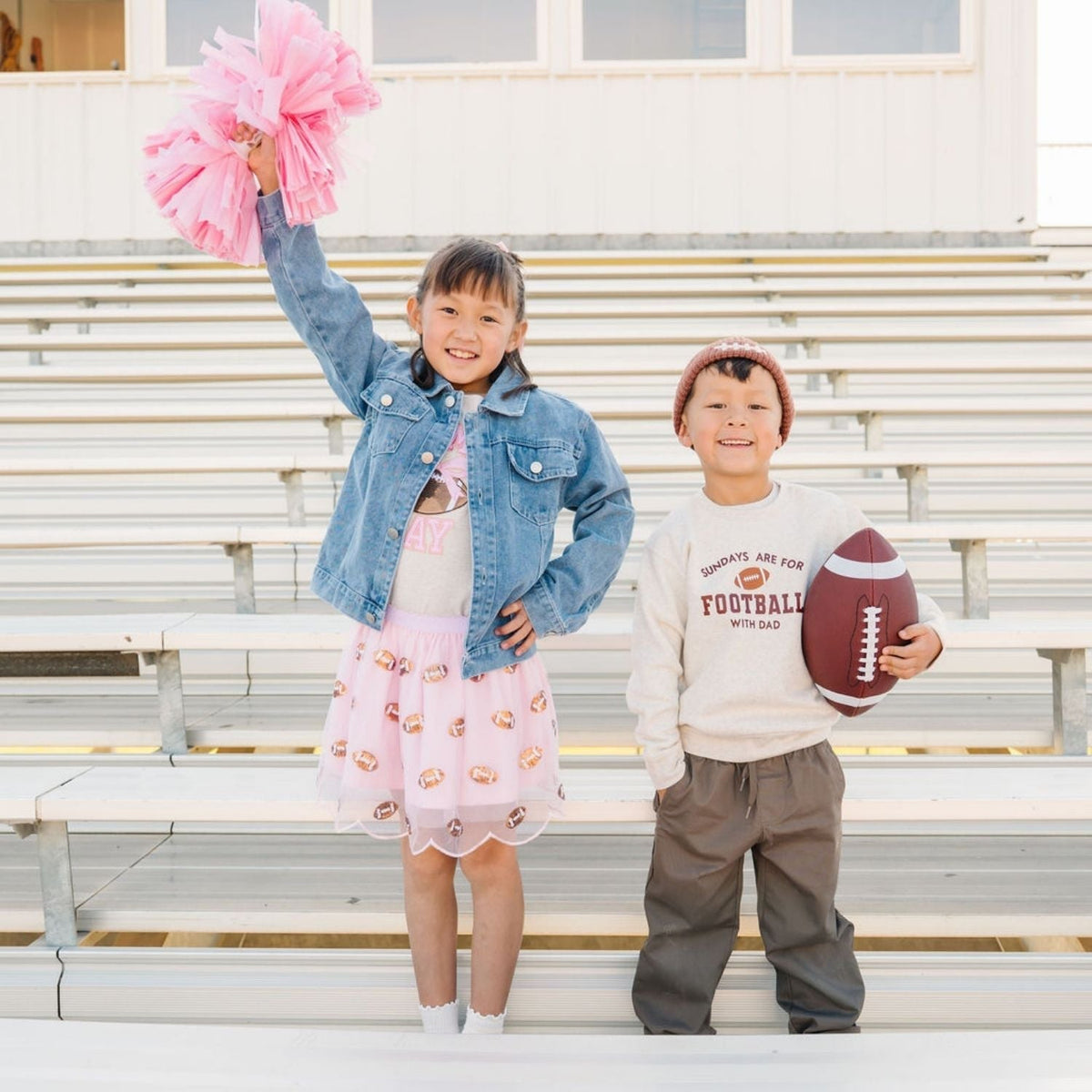 Football Sequin Patch Denim Jacket