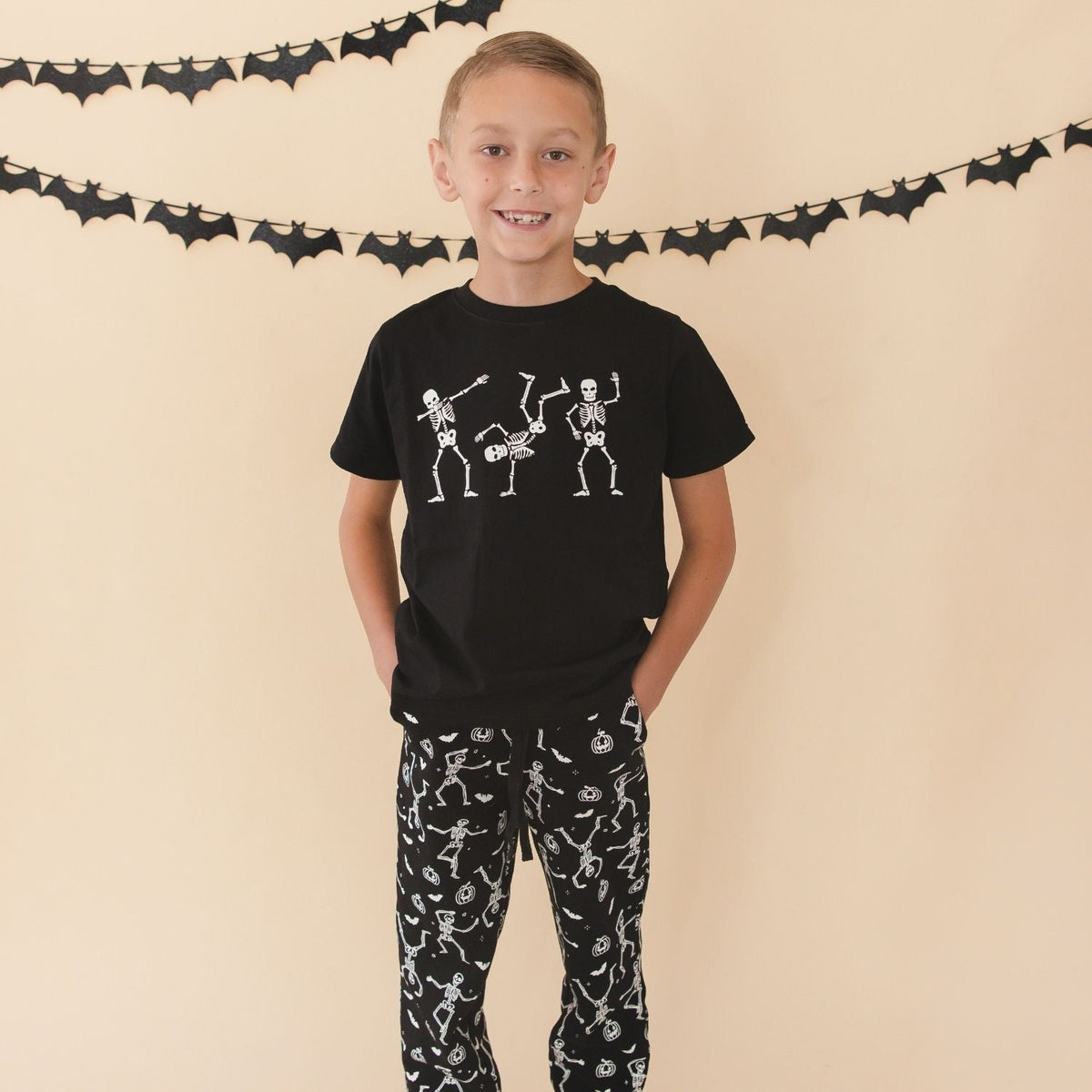 Glow In The Dark Silly Skelly Halloween Short Sleeve T-shirt