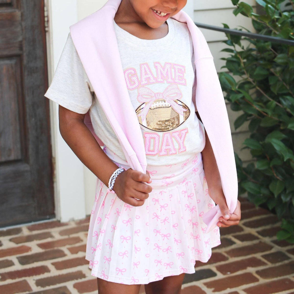 Game Day Sequin Patch Short Sleeve T-shirt
