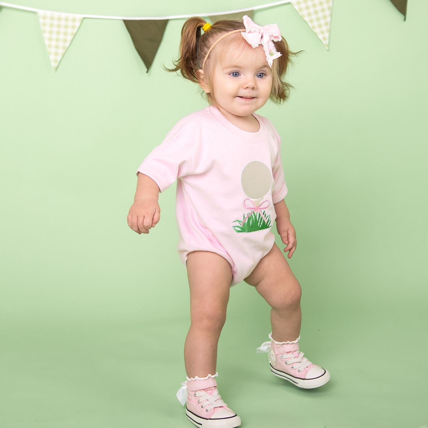 Golf Tee Embroidered Lace Bow Baby Headband