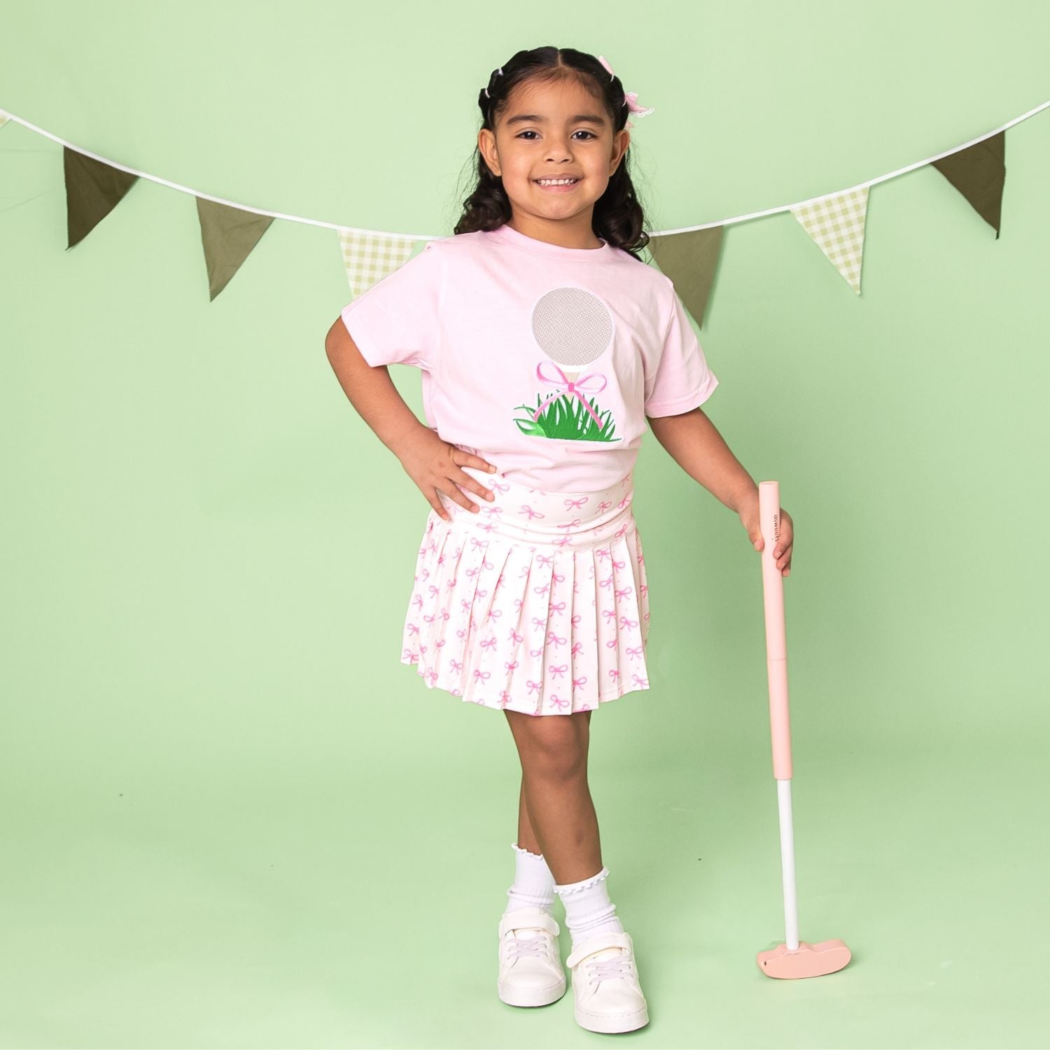 Golf Tee Bow Patch Short Sleeve T-shirt