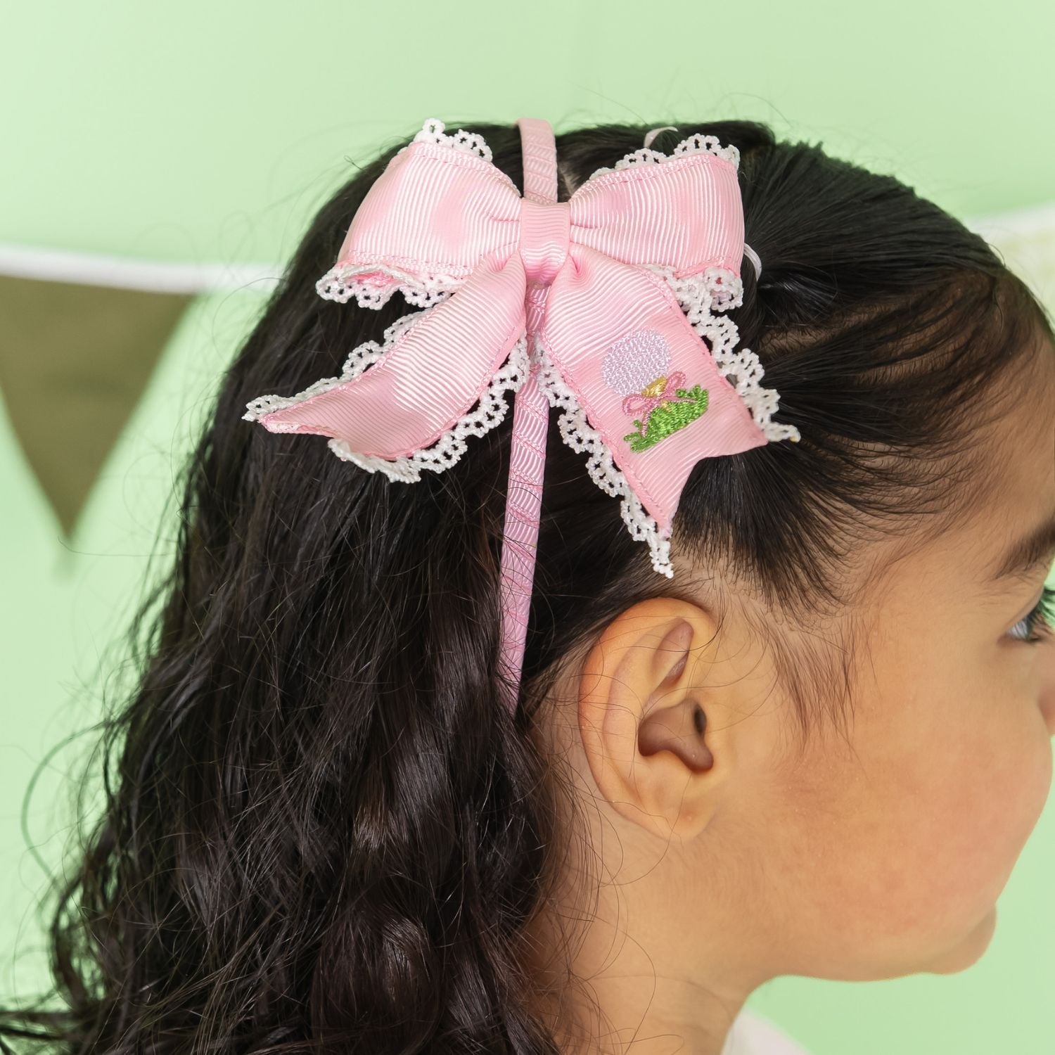 Golf Tee Embroidered Lace Bow Headband