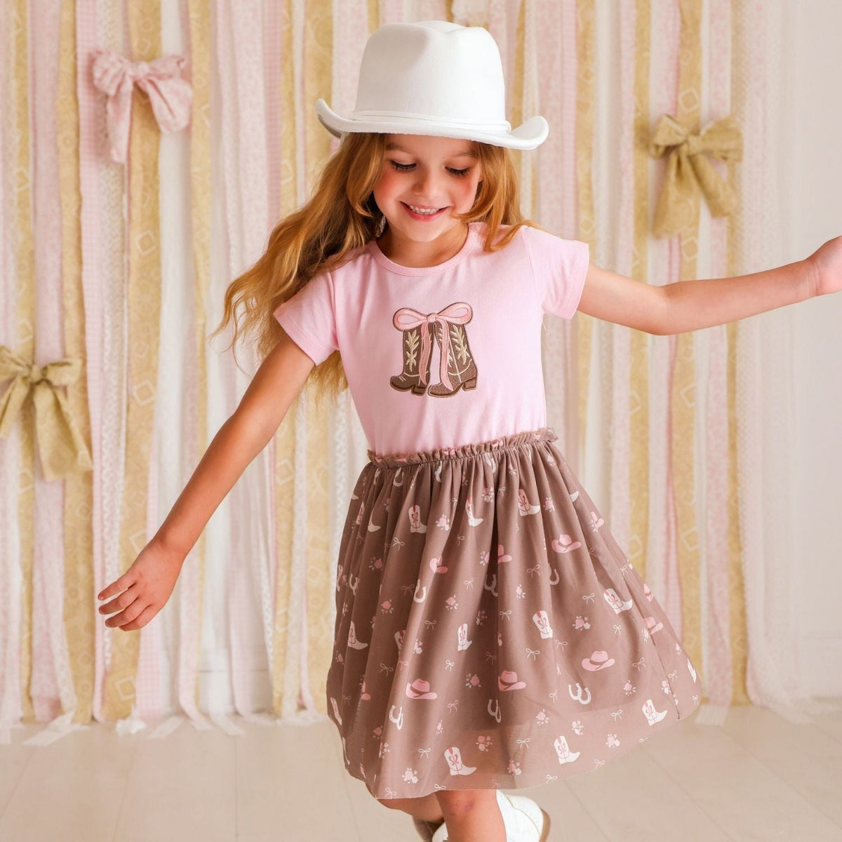 Howdy Darling Western Short Sleeve Tutu Dress