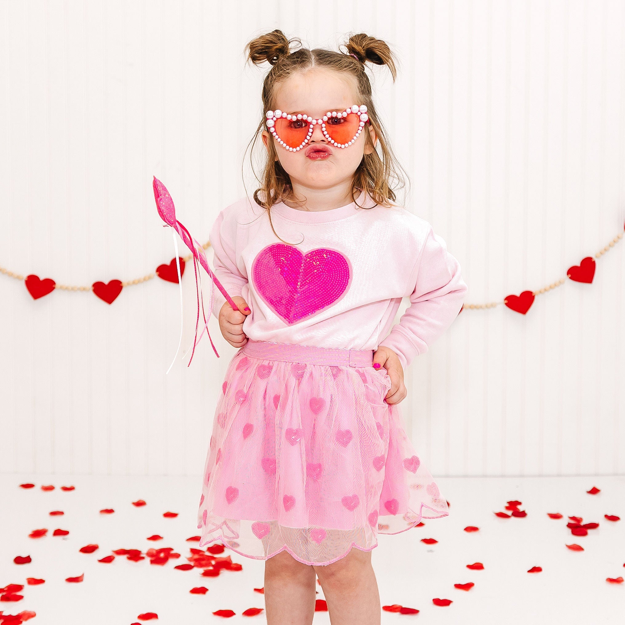 Mini Sequin Hearts Tutu Skirt