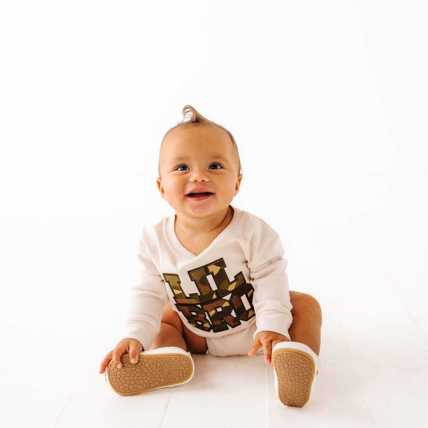 Lil Bro Camo Patch Long Sleeve Romper