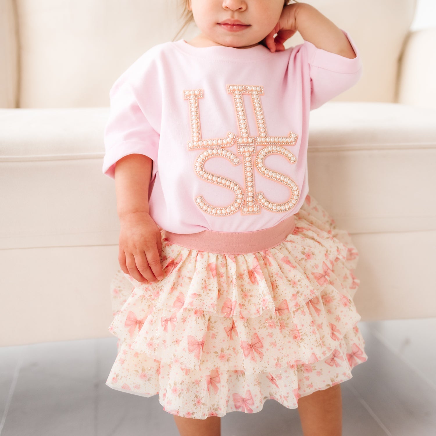 Lil Sis Pearl Patch Short Sleeve Romper