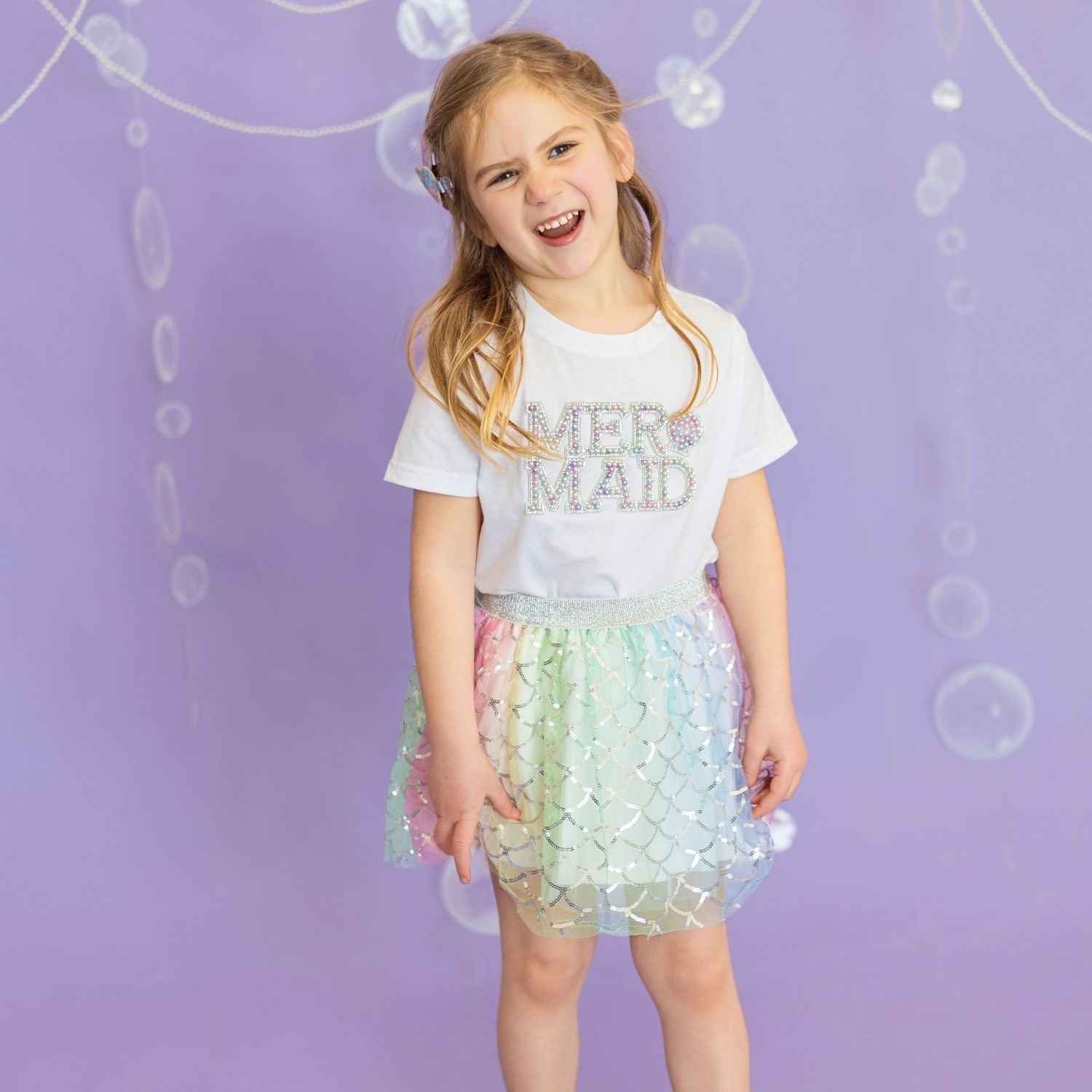 Mermaid Pearl Patch Short Sleeve T-shirt