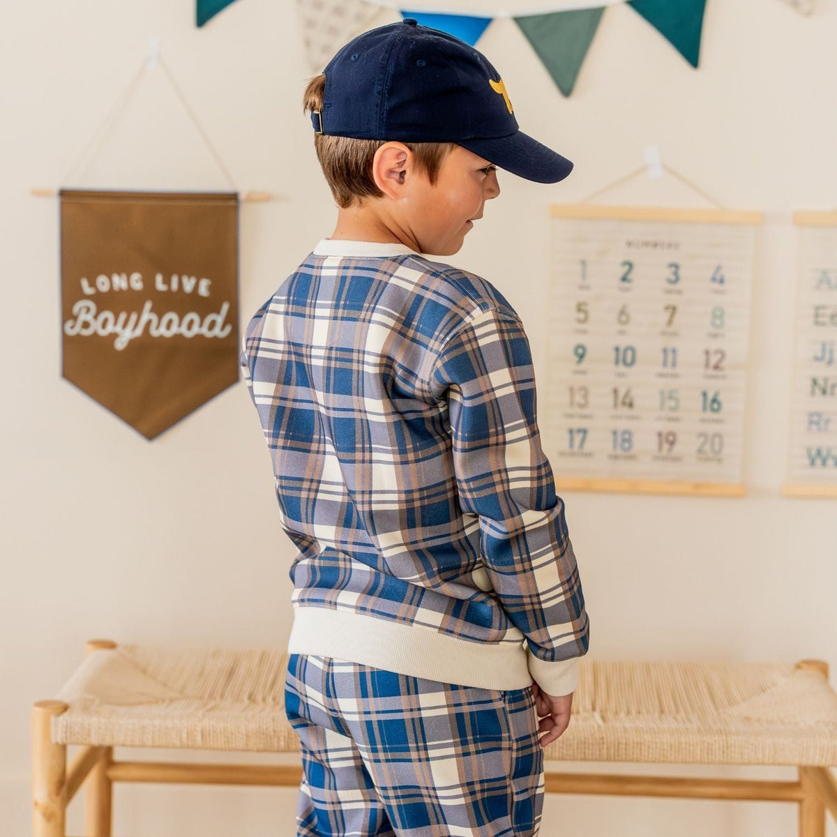 Navy Plaid Sweatshirt