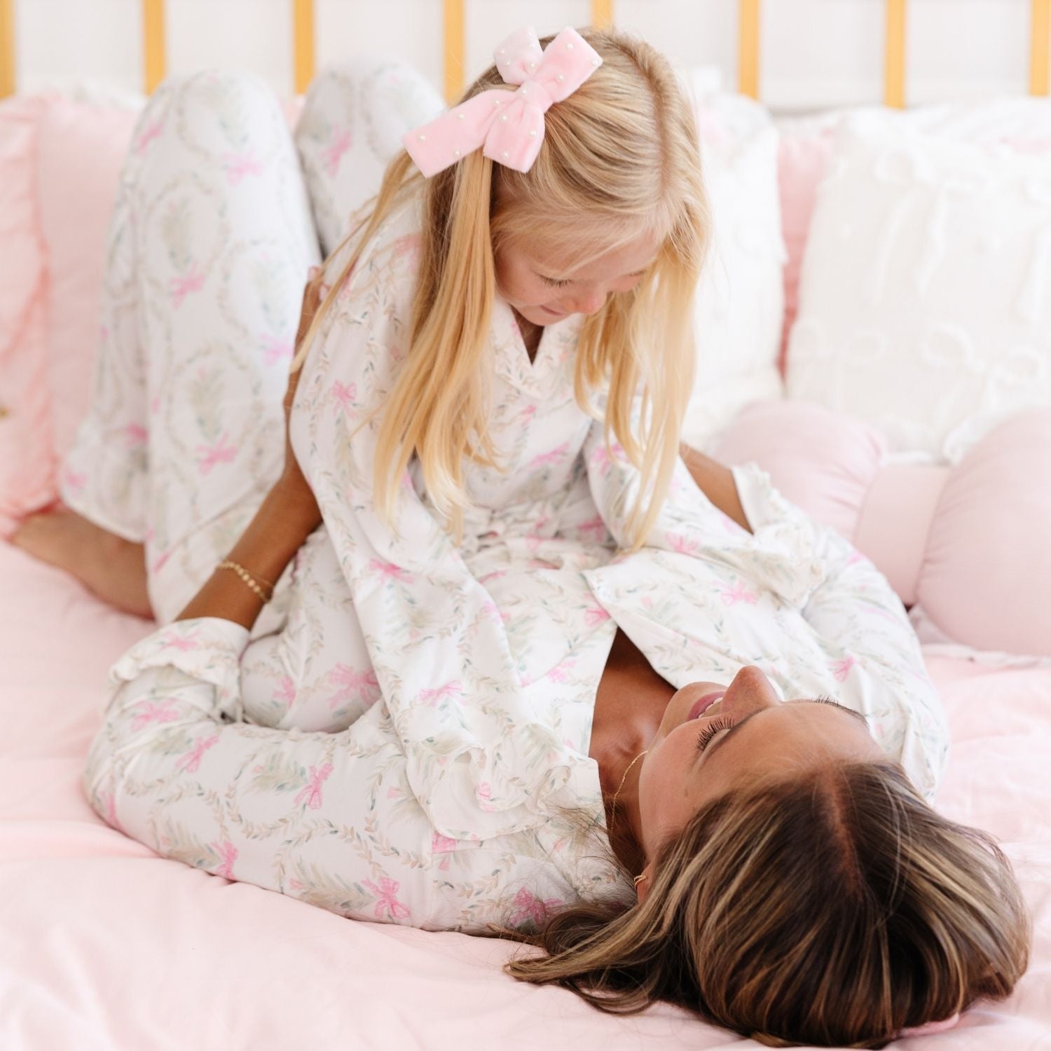 Pink Velvet Pearl Bow Clip