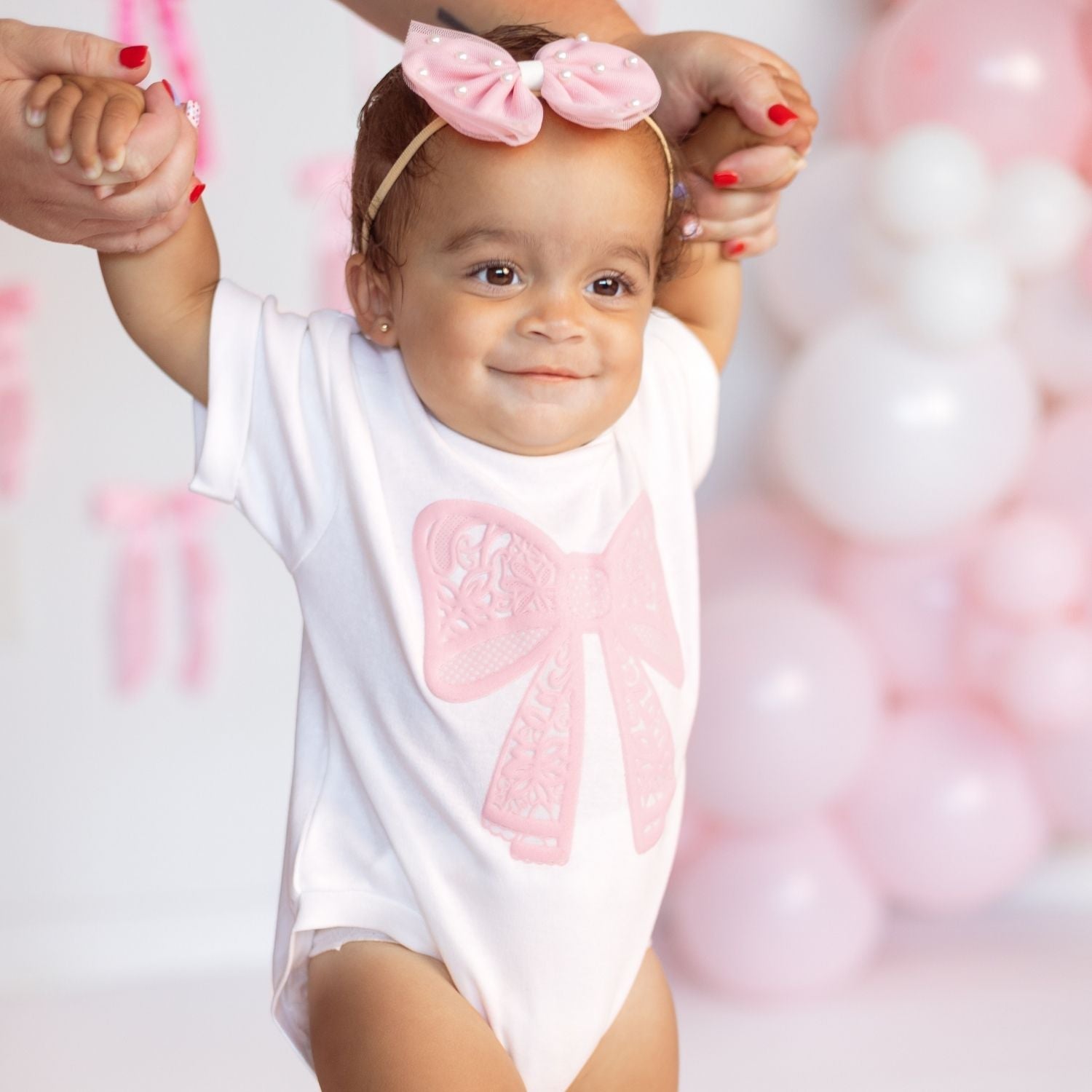 Lace Bow Puff Ink Short Sleeve Romper