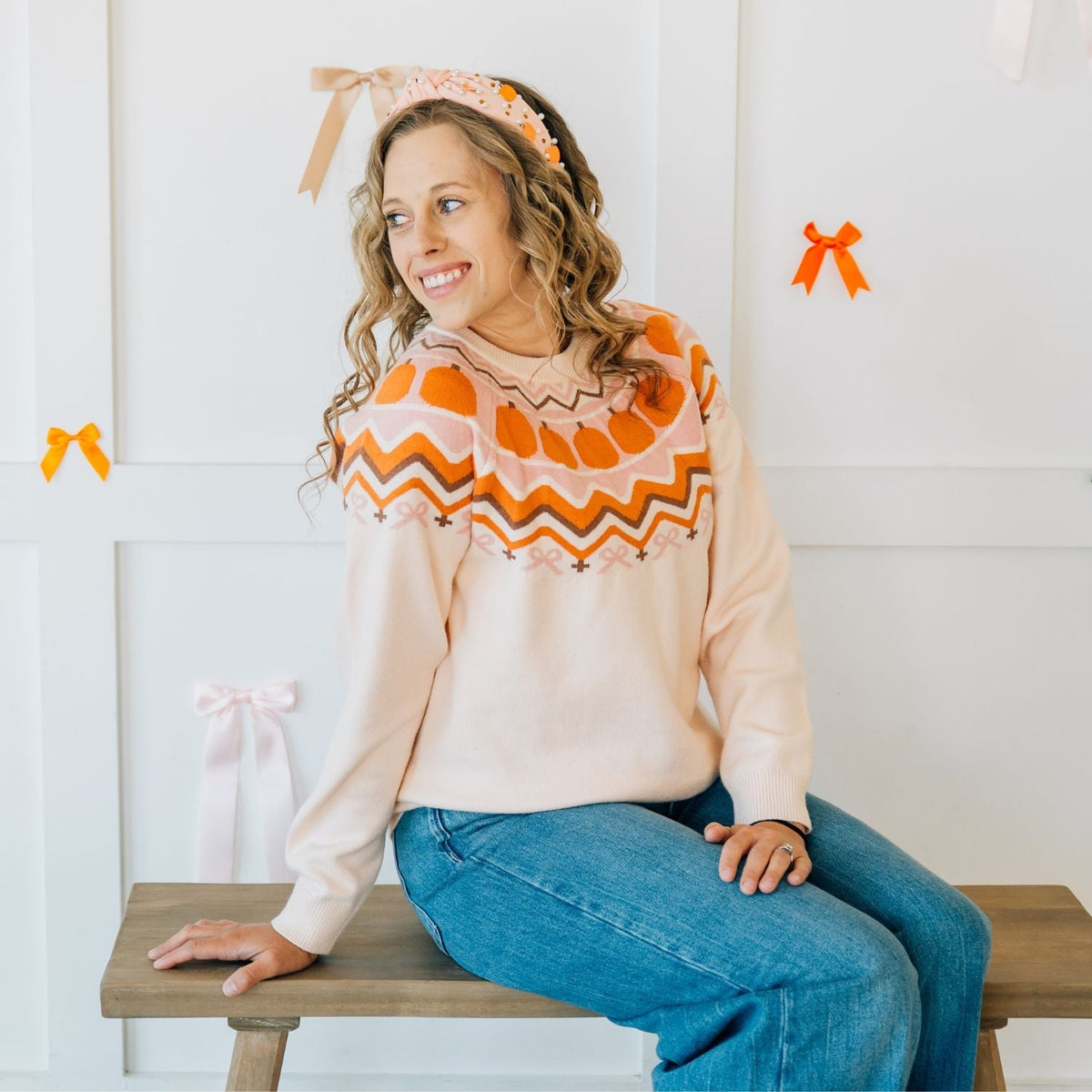 Pumpkin Pearl Gemstone Headband
