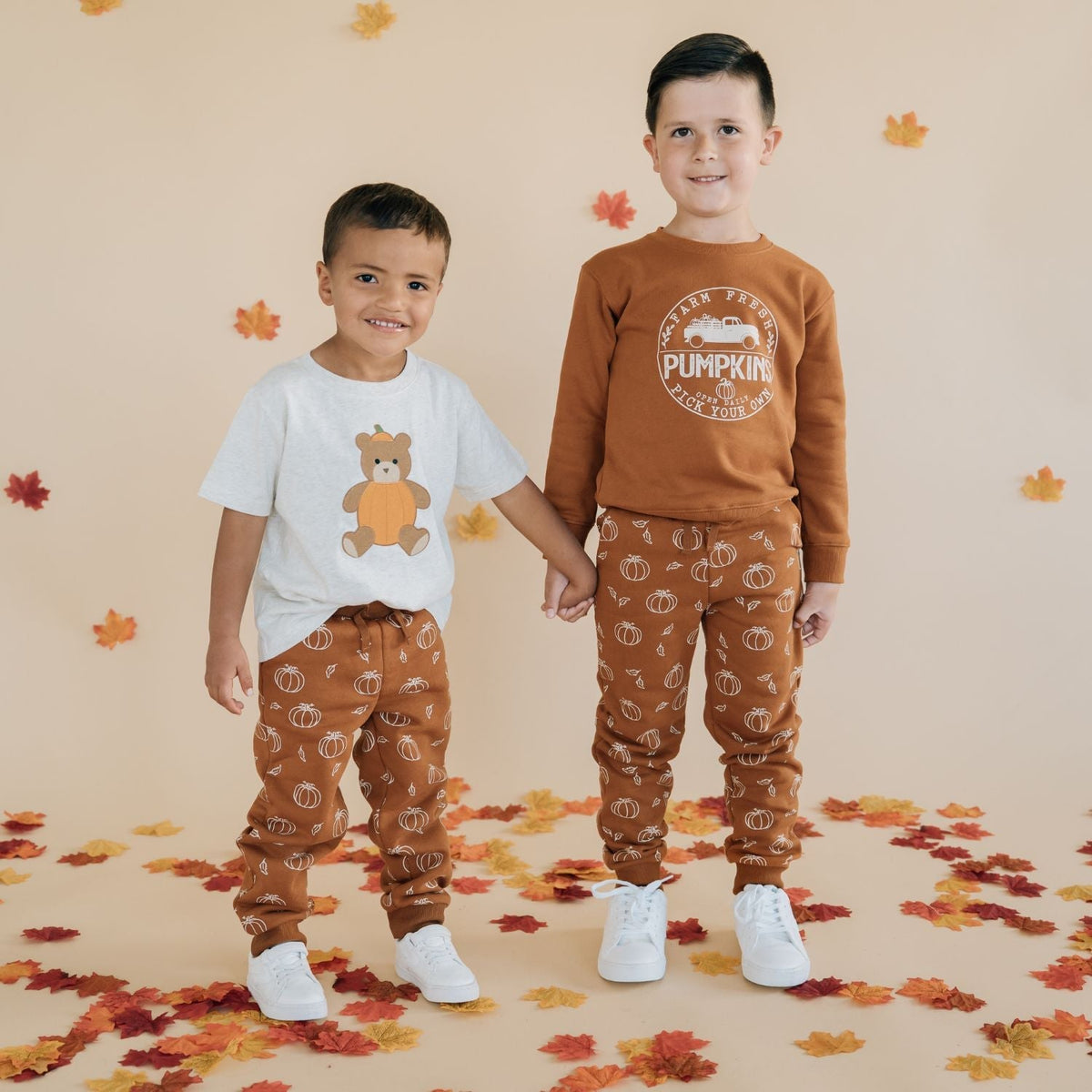 Pumpkin Teddy Bear Patch Short Sleeve T-shirt