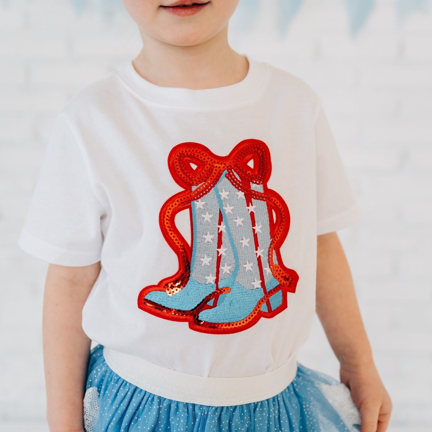 Patriotic Cowgirl Patch Short Sleeve T-shirt