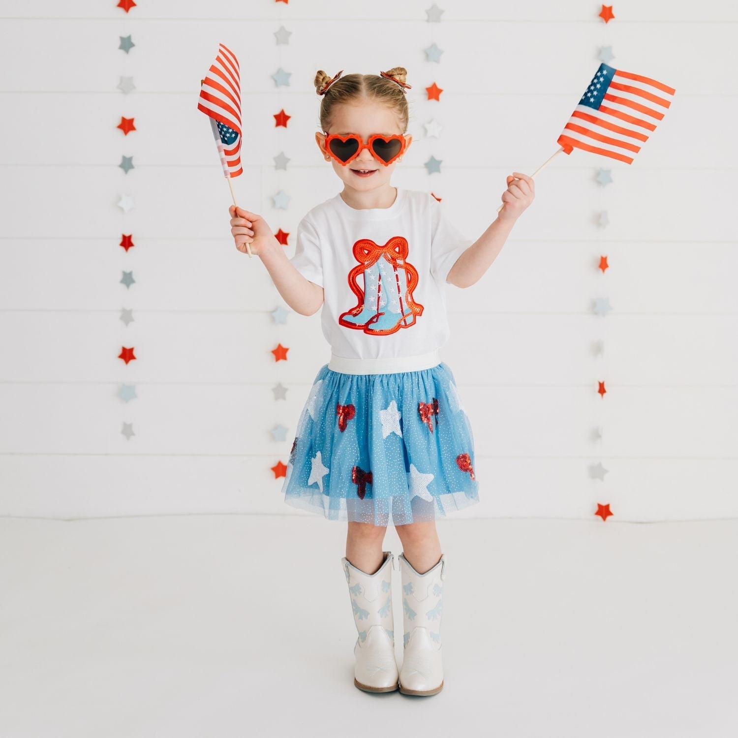 Patriotic Cowgirl Patch Short Sleeve T-shirt