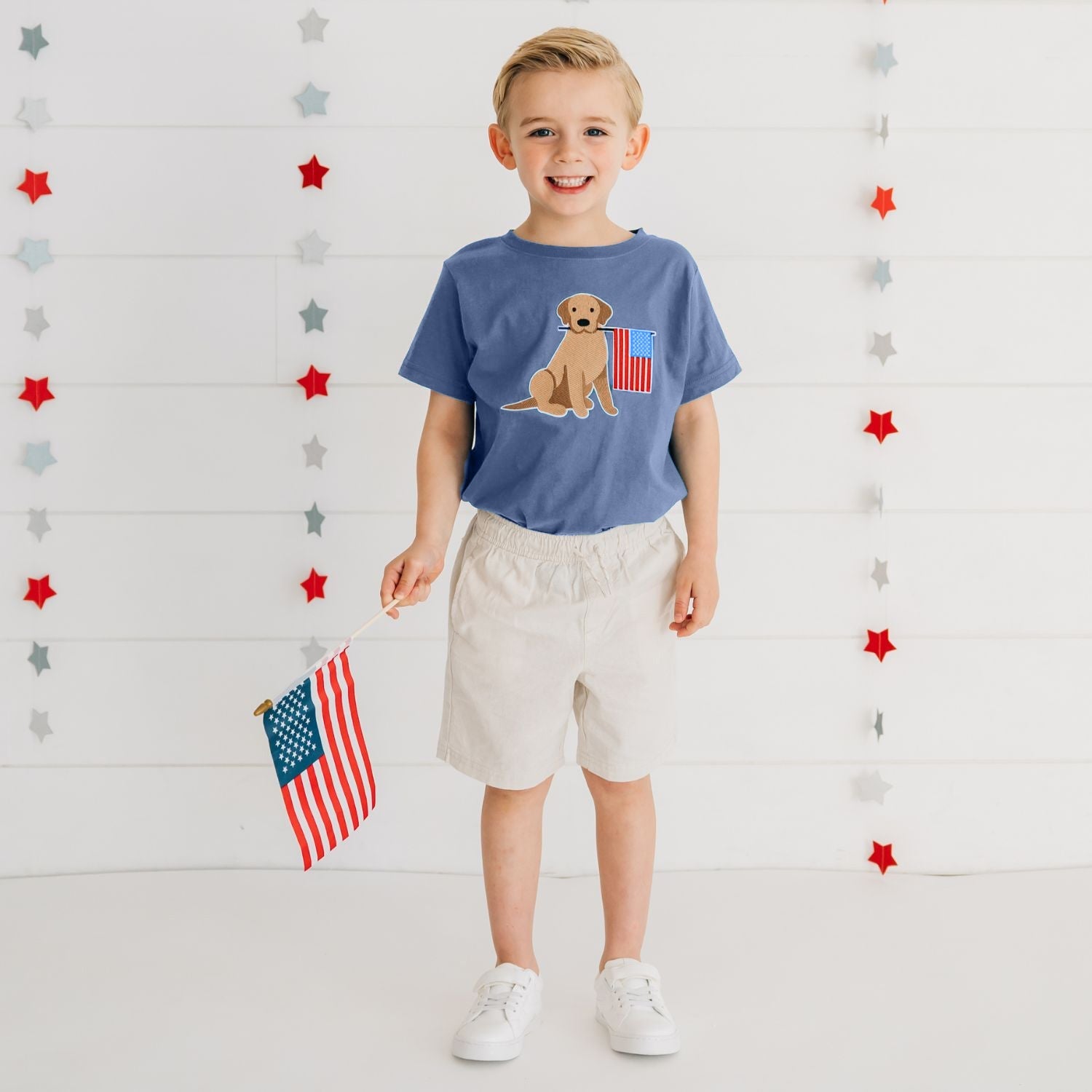 Patriotic Pup Patch Short Sleeve T-shirt
